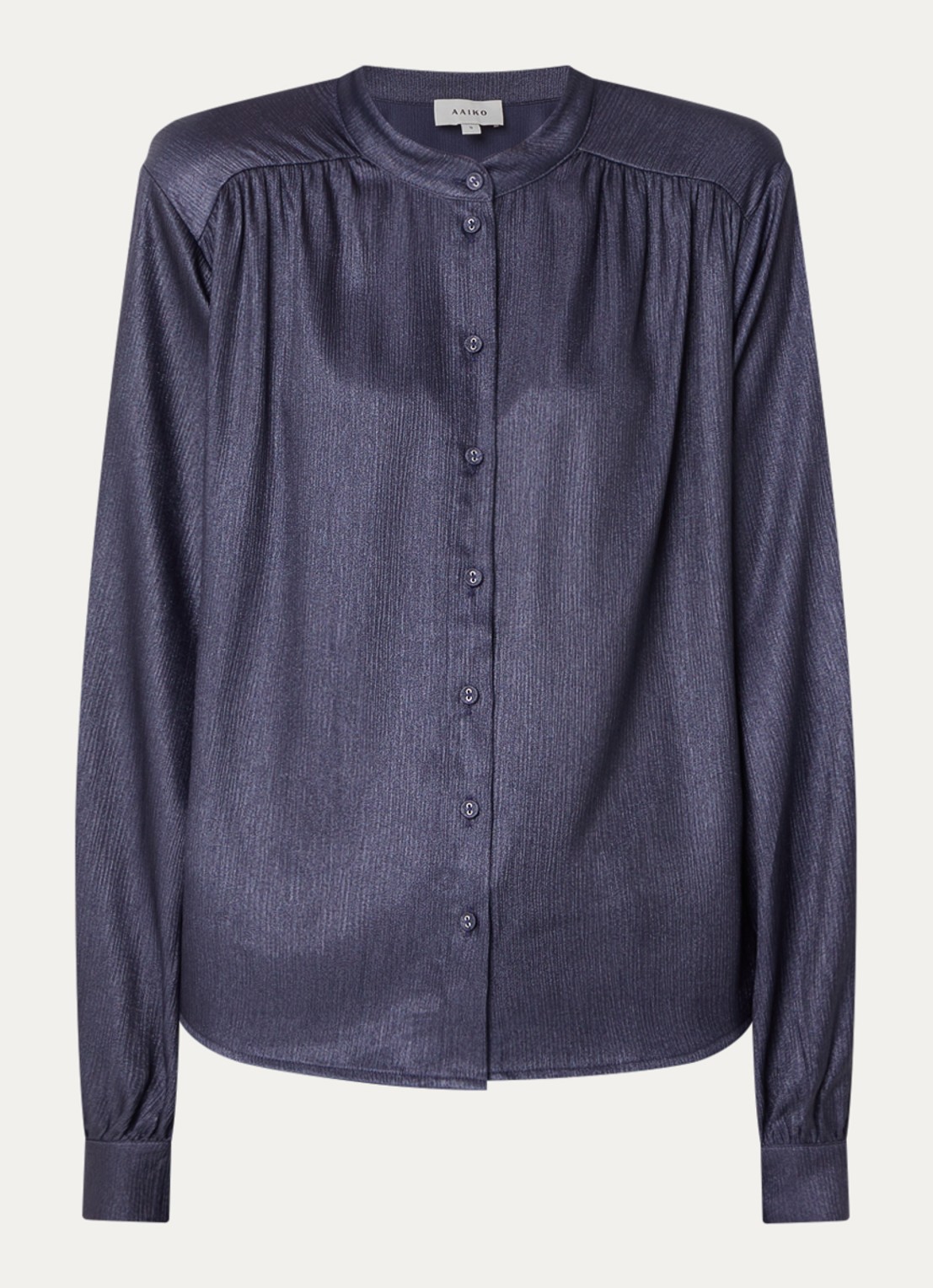 Aaiko Liv blouse met plooidetail - voorkant donkerblauw