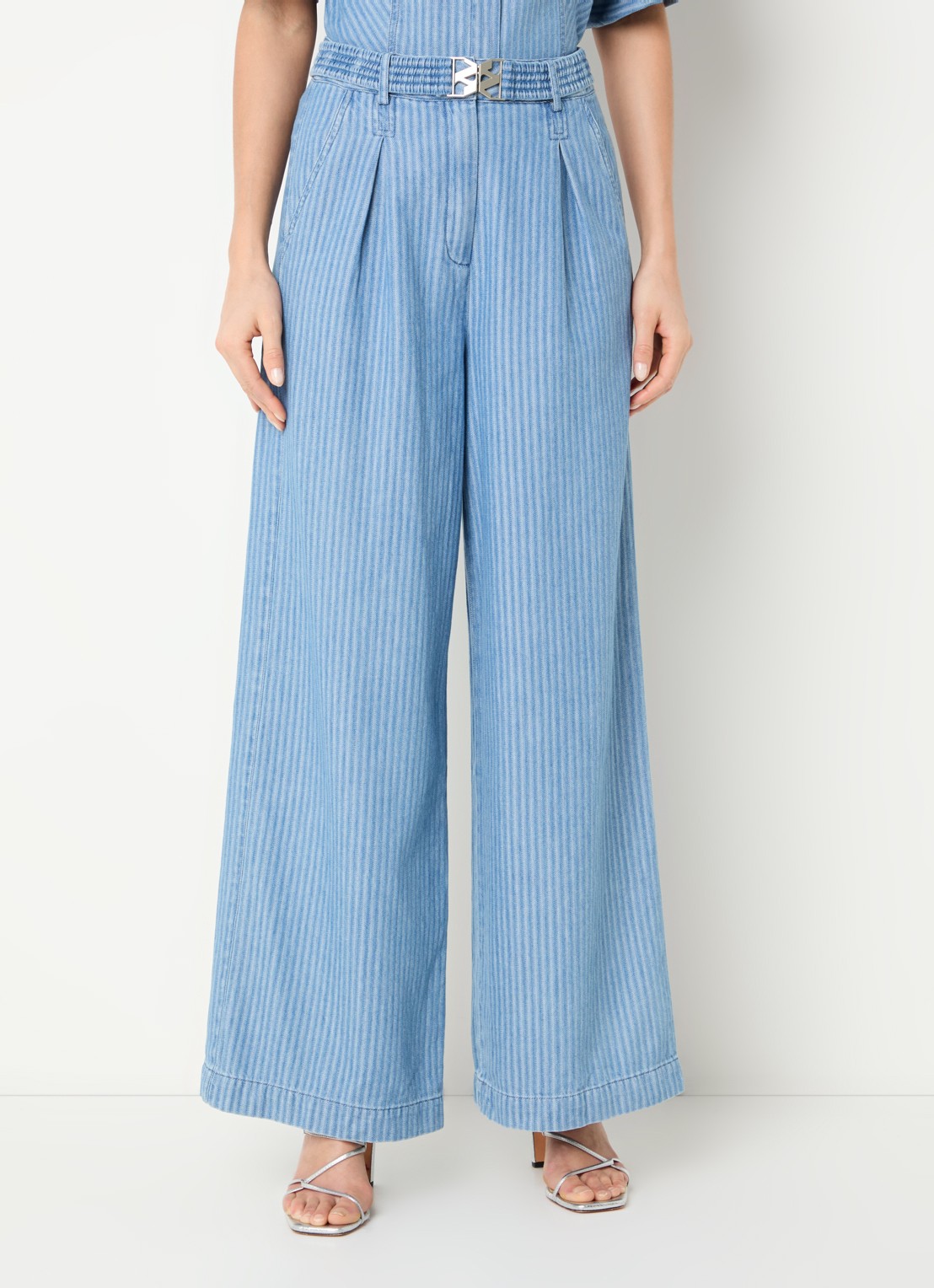 Aaiko Lotty high waist wide leg jeans met medium wassing - detail 4 indigo