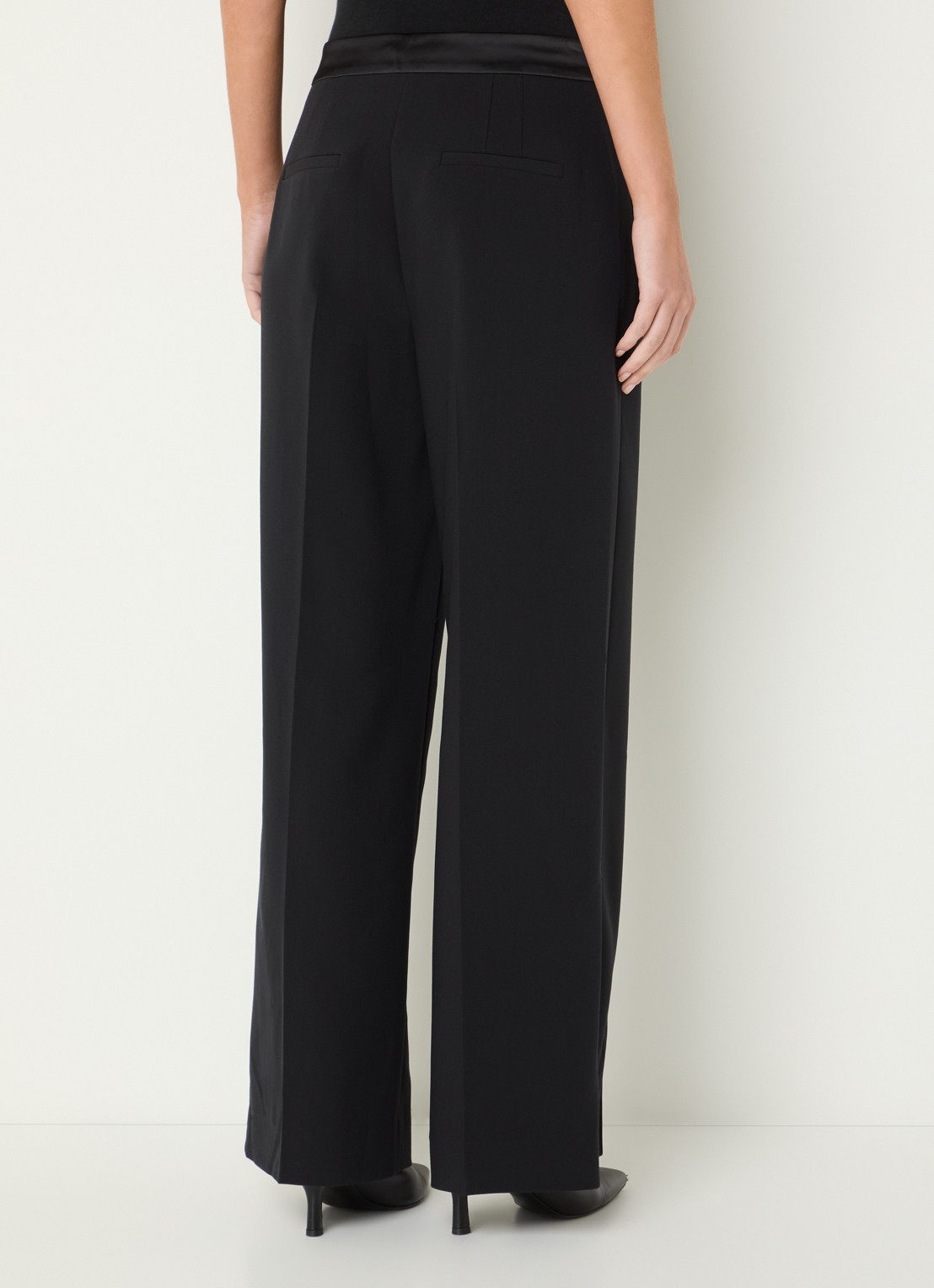 Aaiko Lumiere high waist wide fit pantalon - achterkant 4 zwart