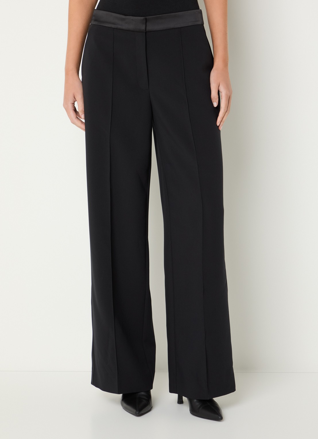 Aaiko Lumiere high waist wide fit pantalon - detail zwart