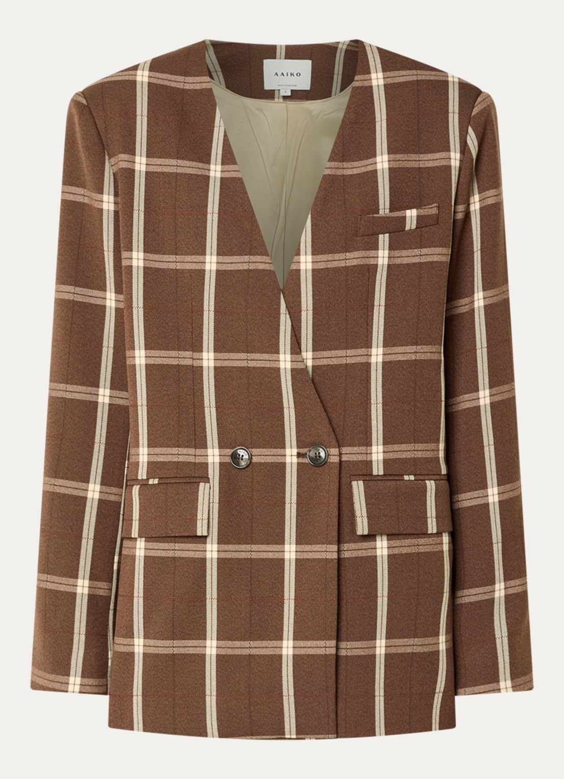 Aaiko Luray blazer met ruitdessin - voorkant 3 bruin