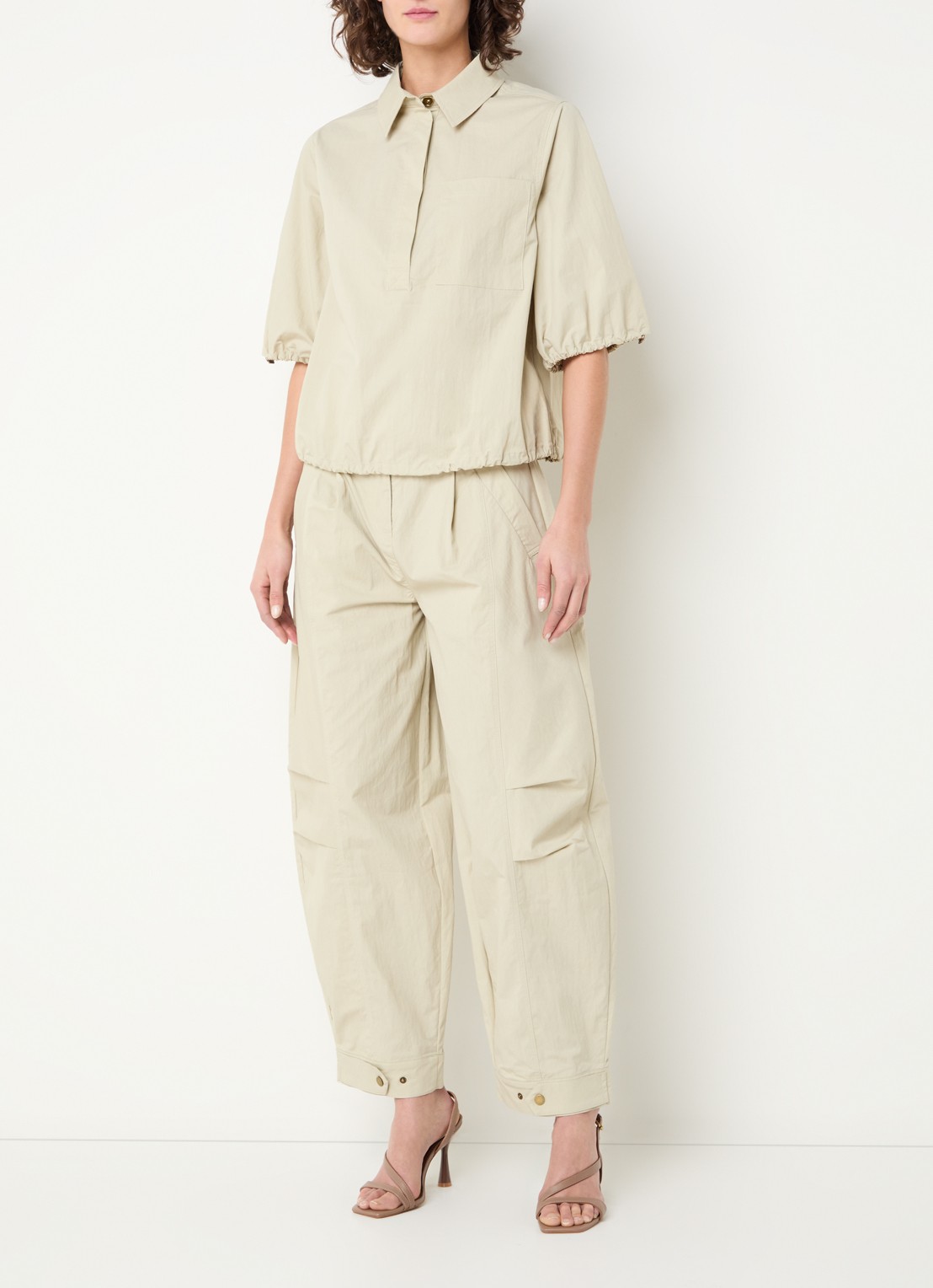 Aaiko Lydia tuniek met borstzak - voorkant 3 khaki