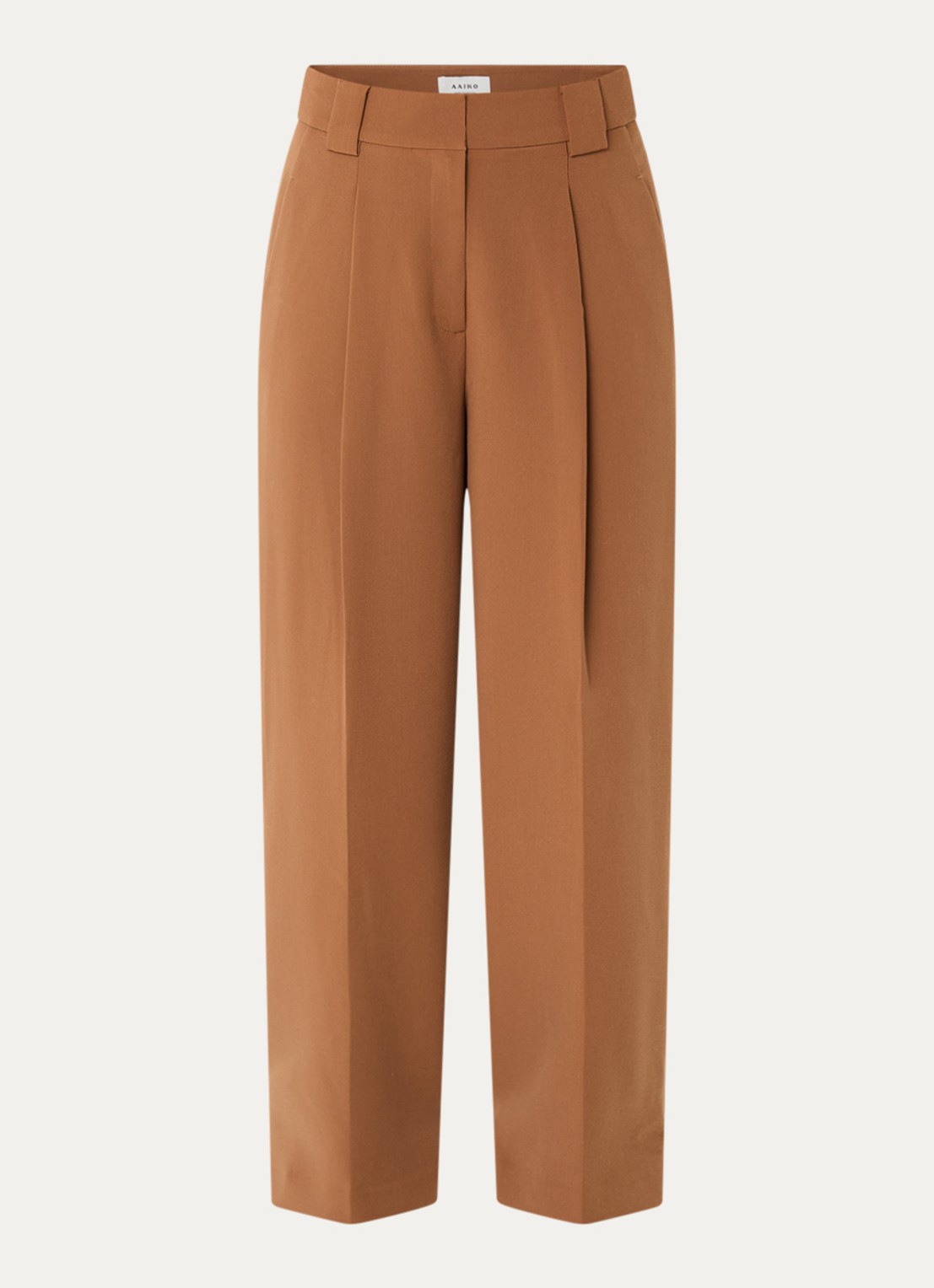 Aaiko Lynn high waist straight fit pantalon met steekzakken - voorkant 2 bruin