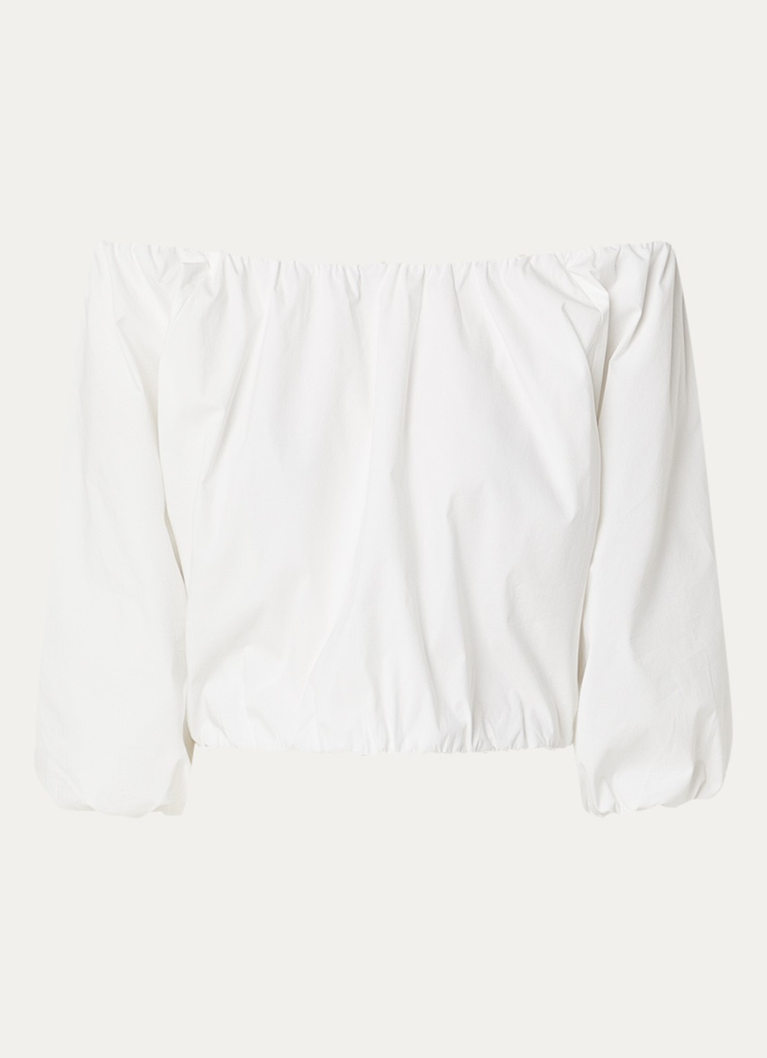 Aaiko Maddy Popline off shoulder top met pofmouw - voorkant wit