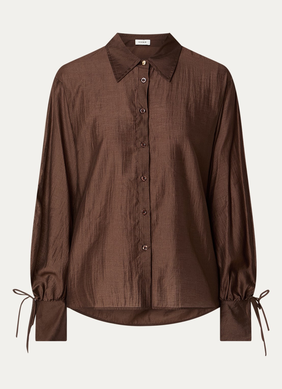 Aaiko Marel blouse met metallic finish - voorkant 3 donkerbruin