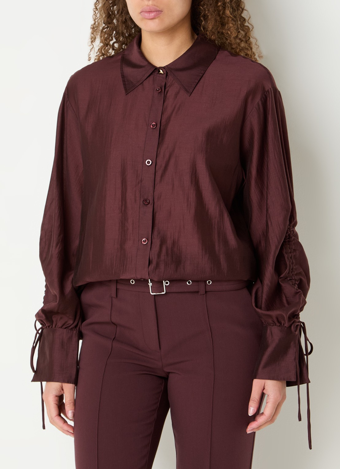 Aaiko Marel blouse met metallic finish - detail 3 bordeauxrood