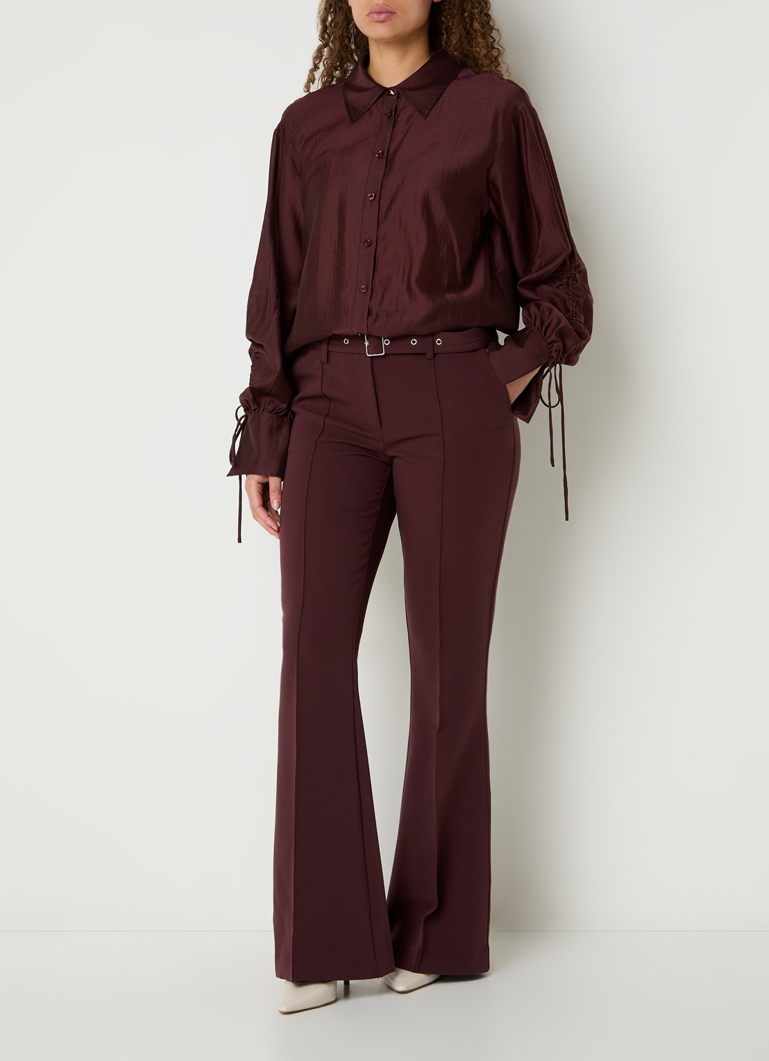 Aaiko Marel blouse met metallic finish - voorkant 2 bordeauxrood