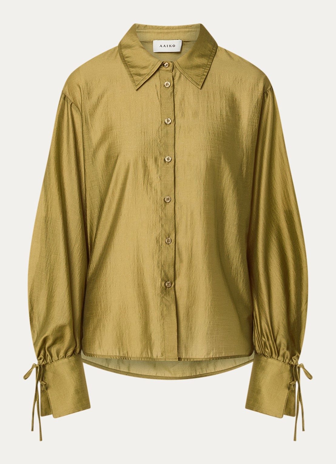 Aaiko Marel blouse met metallic finish - voorkant 2 mosterd