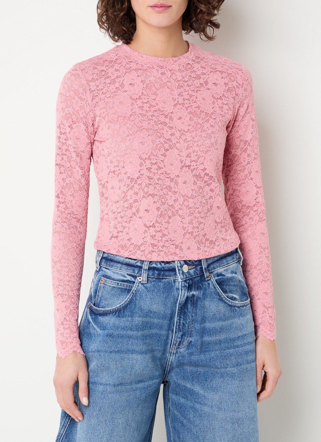 Aaiko Mason top van kant - detail 3 roze