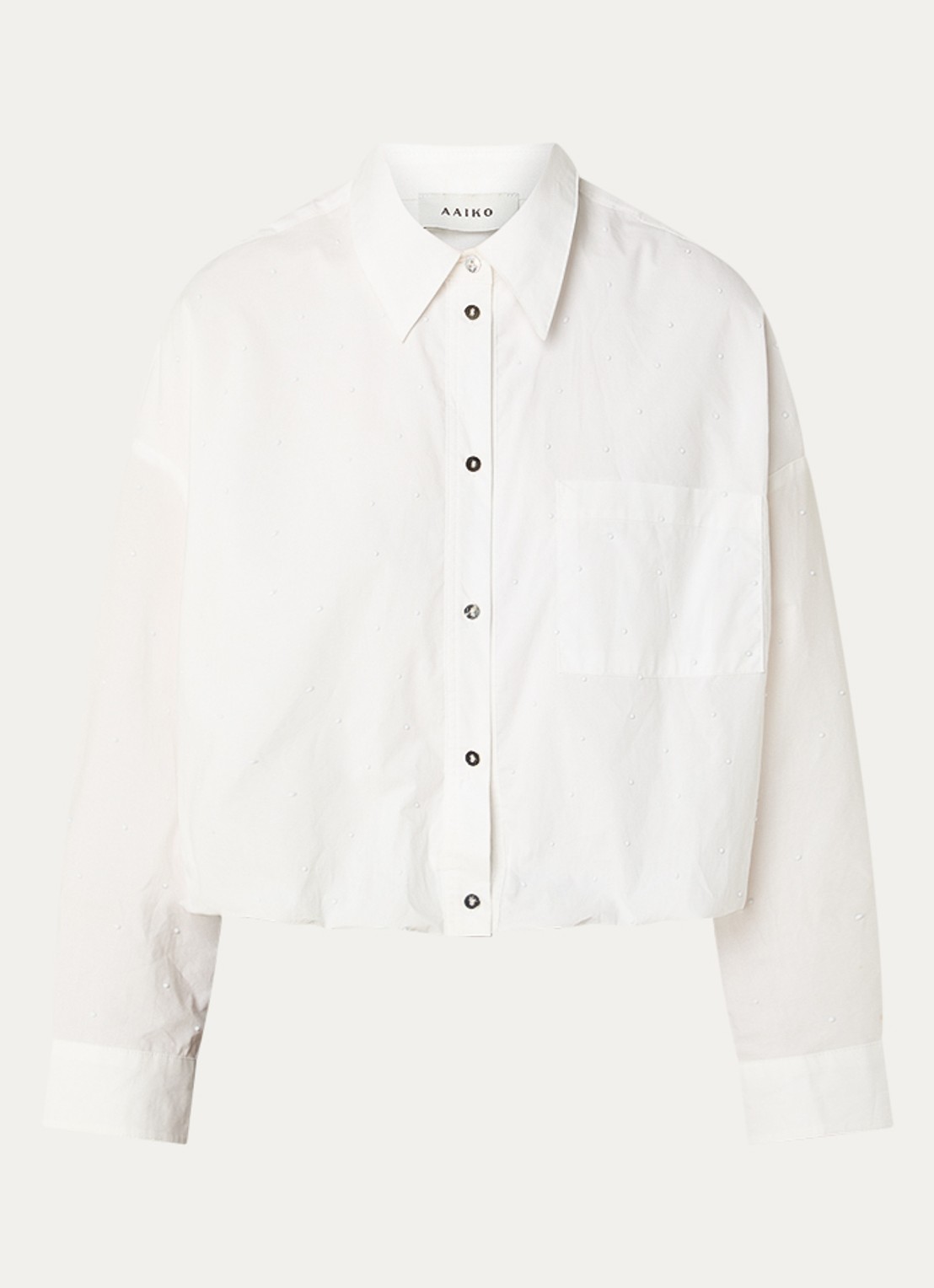 Aaiko Mikkie cropped blouse met strass en borstzak - voorkant 3 wit