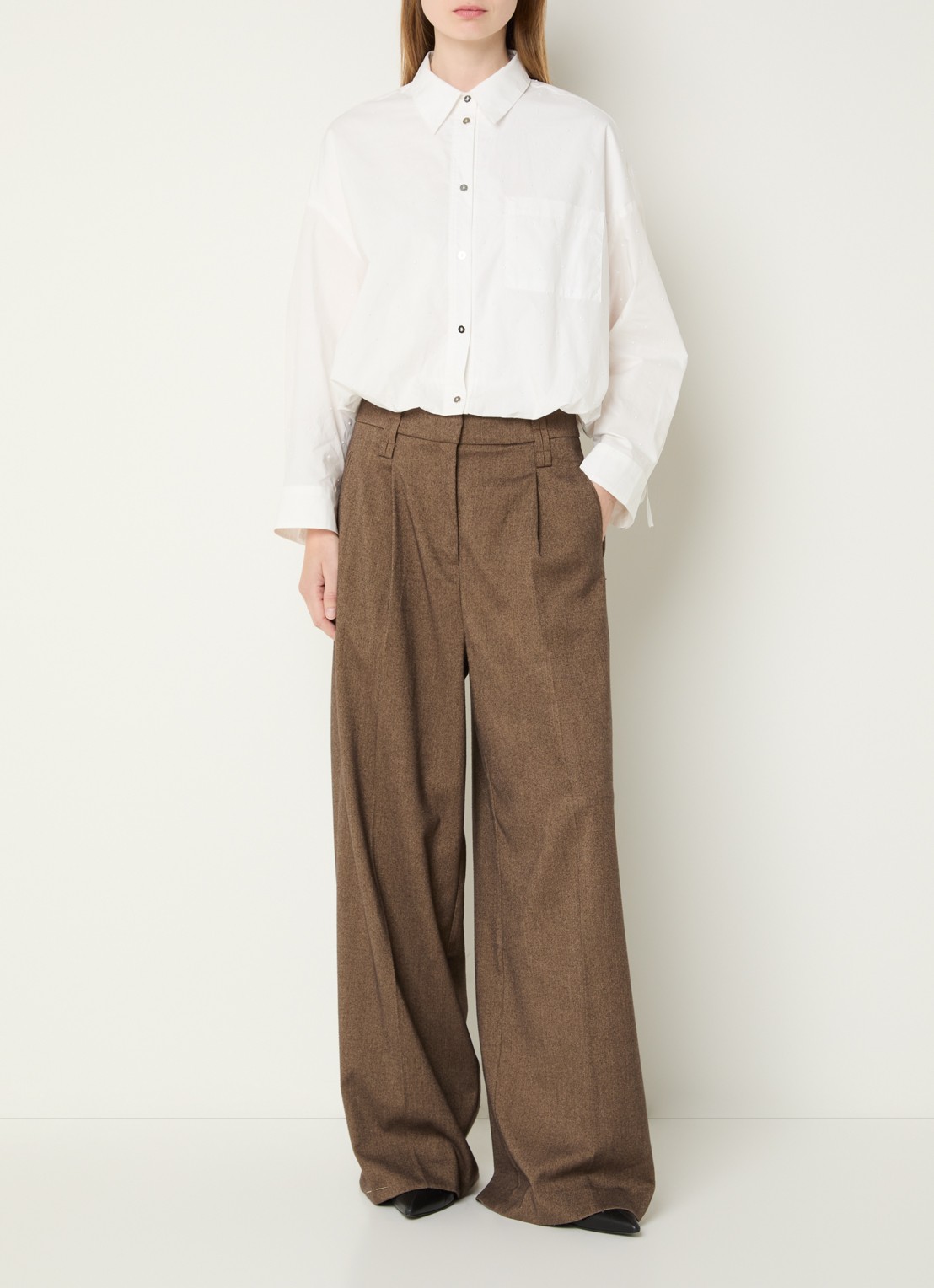 Aaiko Mikkie cropped blouse met strass en borstzak - voorkant 4 wit