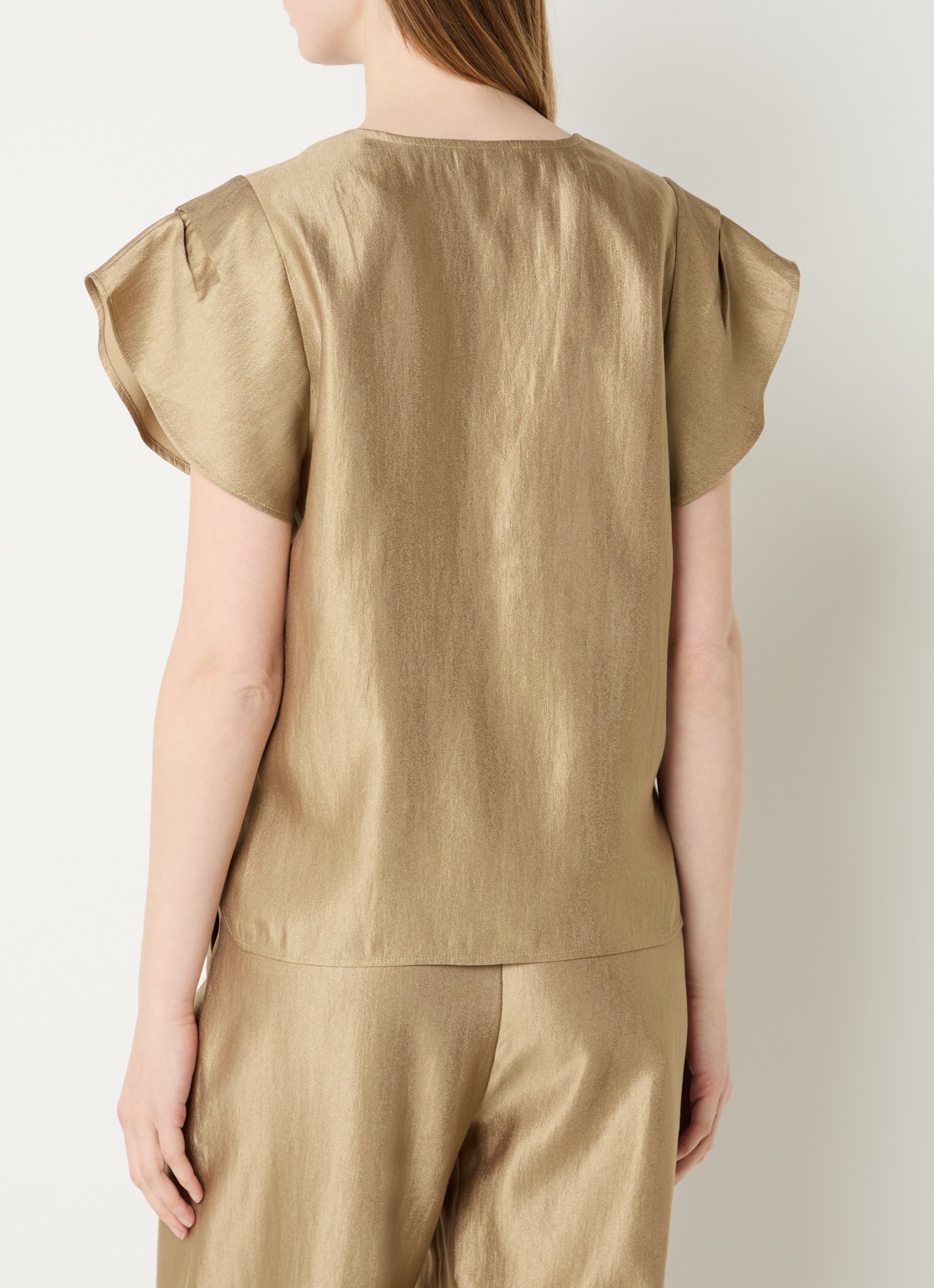 Aaiko Minny top met vlindermouwen - achterkant khaki