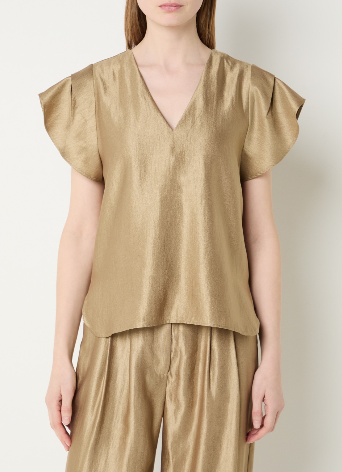 Aaiko Minny top met vlindermouwen - detail 4 khaki