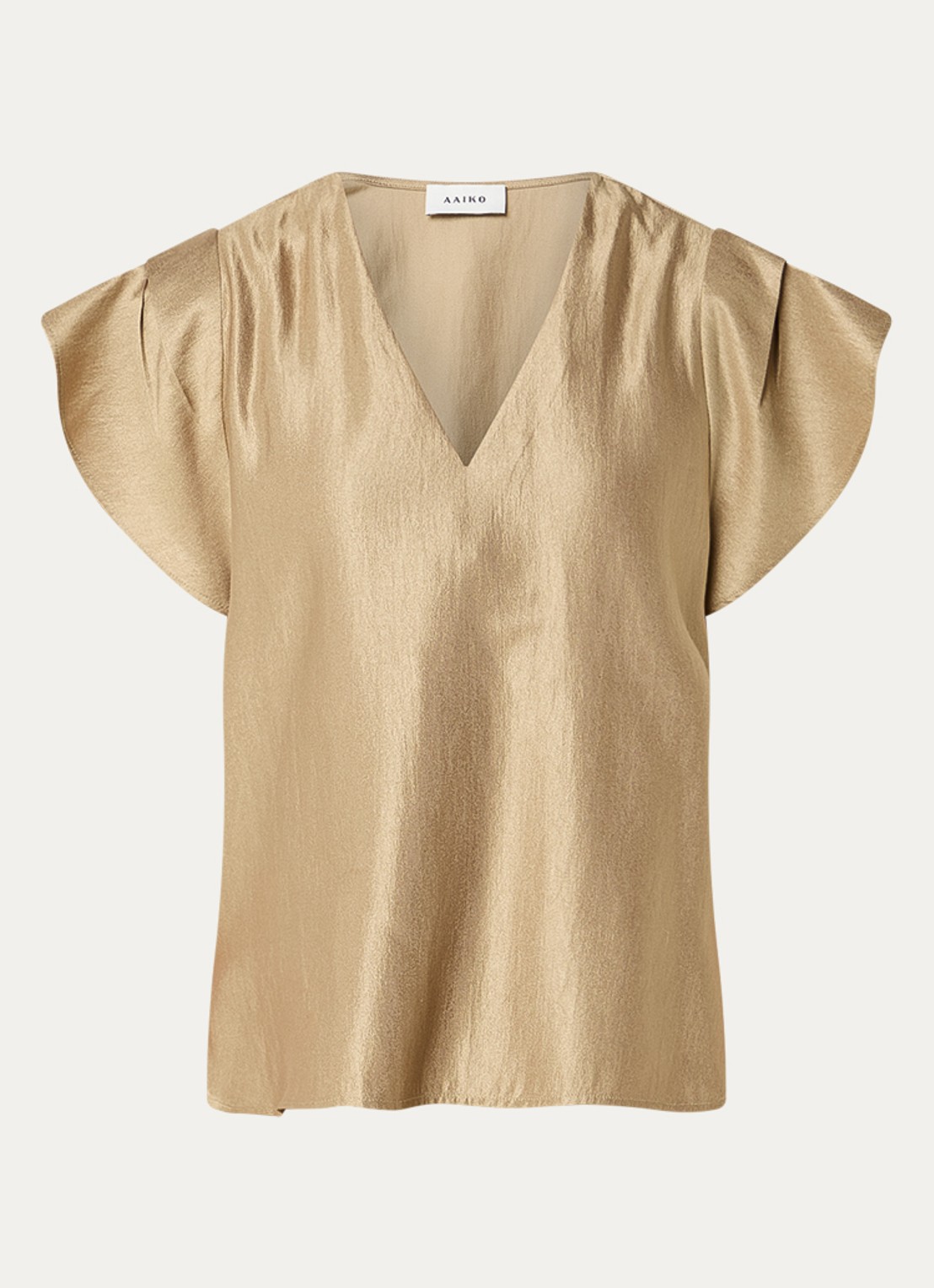 Aaiko Minny top met vlindermouwen - voorkant 2 khaki