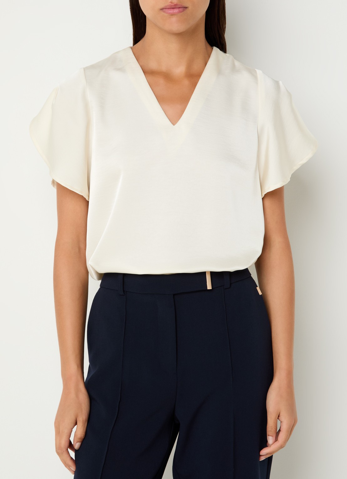 Aaiko Minny top van satijn - detail 3 creme