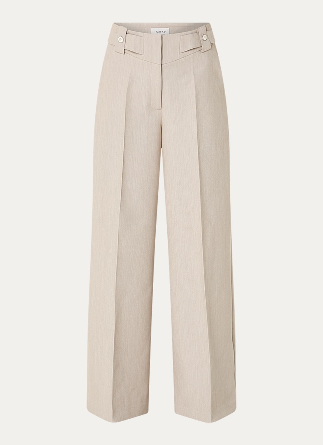 Aaiko Nore high waist wide fit pantalon met steekzakken - voorkant 2 beige