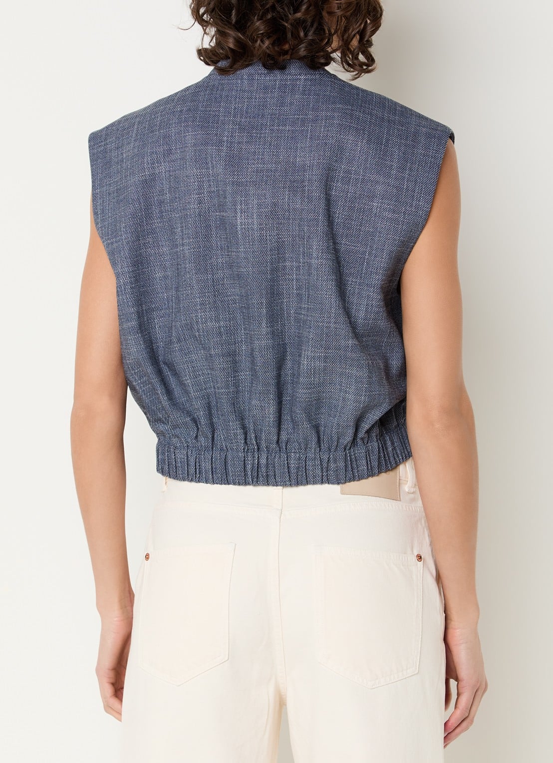 Aaiko Olivia gilet van denim met klepzakken - achterkant 3 indigo