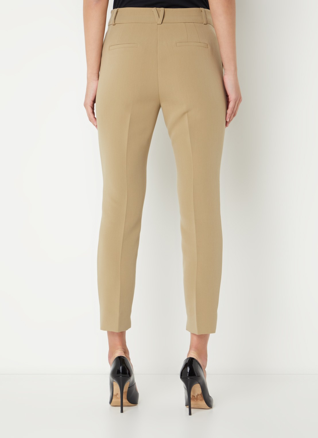 Aaiko Parene high waist tapered fit cropped pantalon met steekzakken  - achterkant 2 khaki