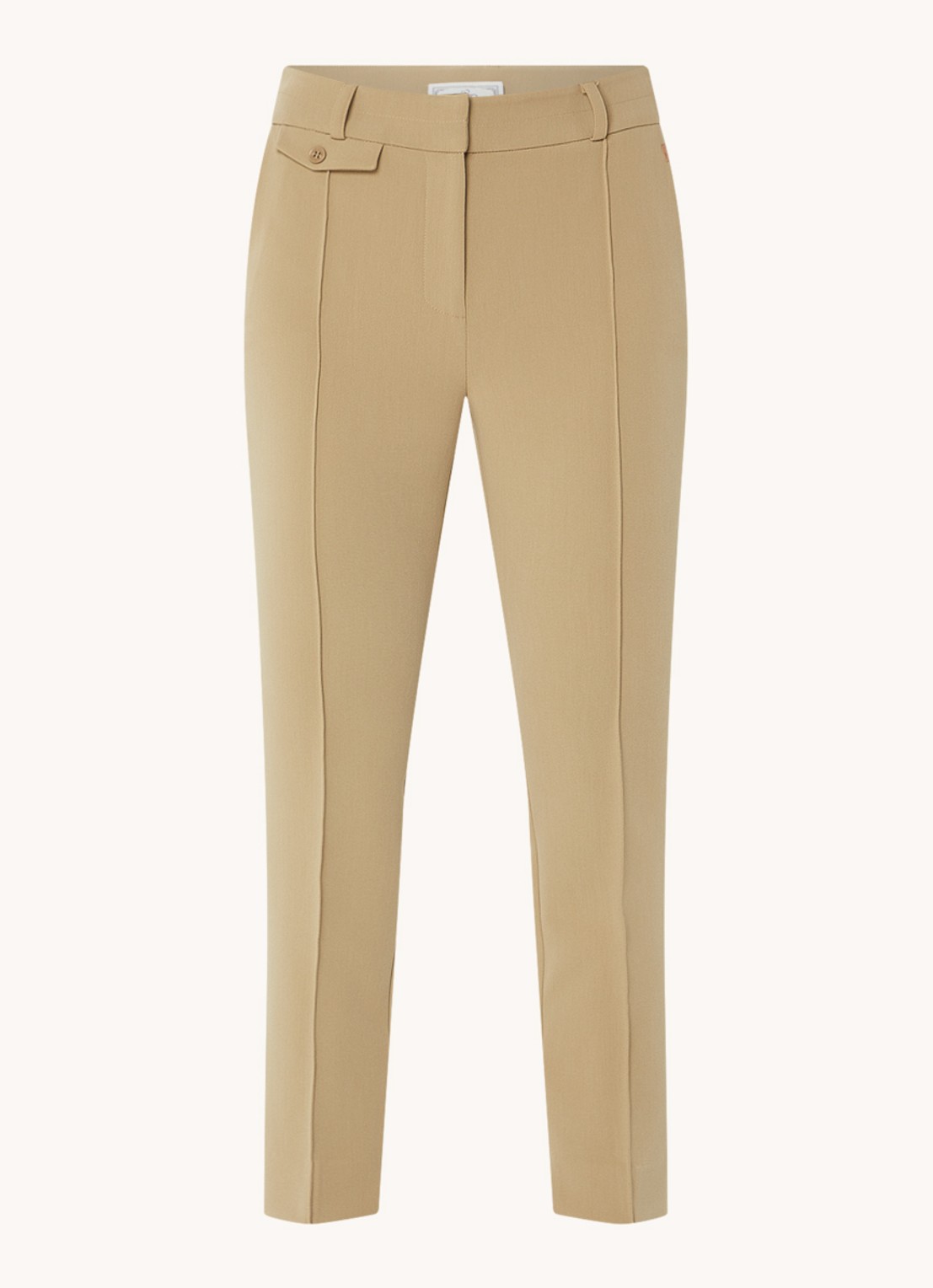 Aaiko Parene high waist tapered fit cropped pantalon met steekzakken  - voorkant 3 khaki