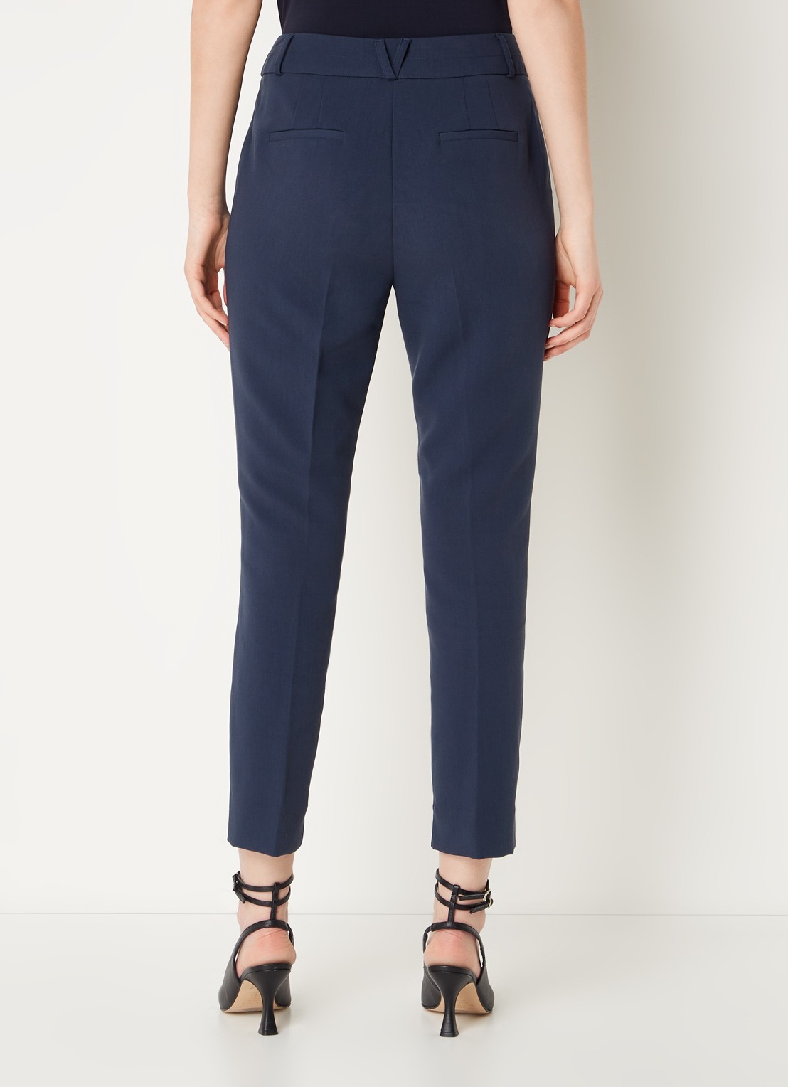 Aaiko Parene high waist tapered fit cropped pantalon met steekzakken  - achterkant 3 blauw