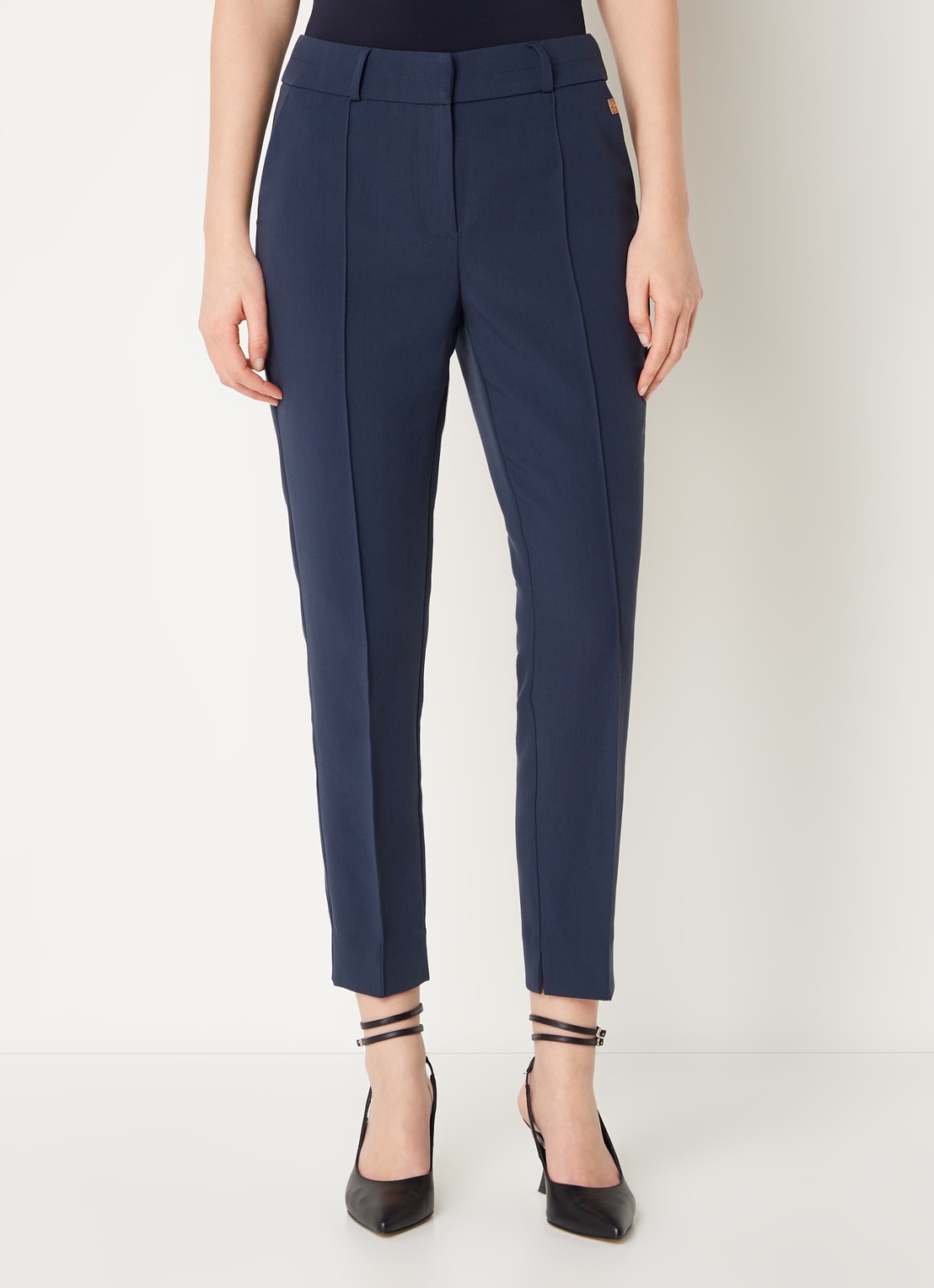 Aaiko Parene high waist tapered fit cropped pantalon met steekzakken  - detail 4 blauw