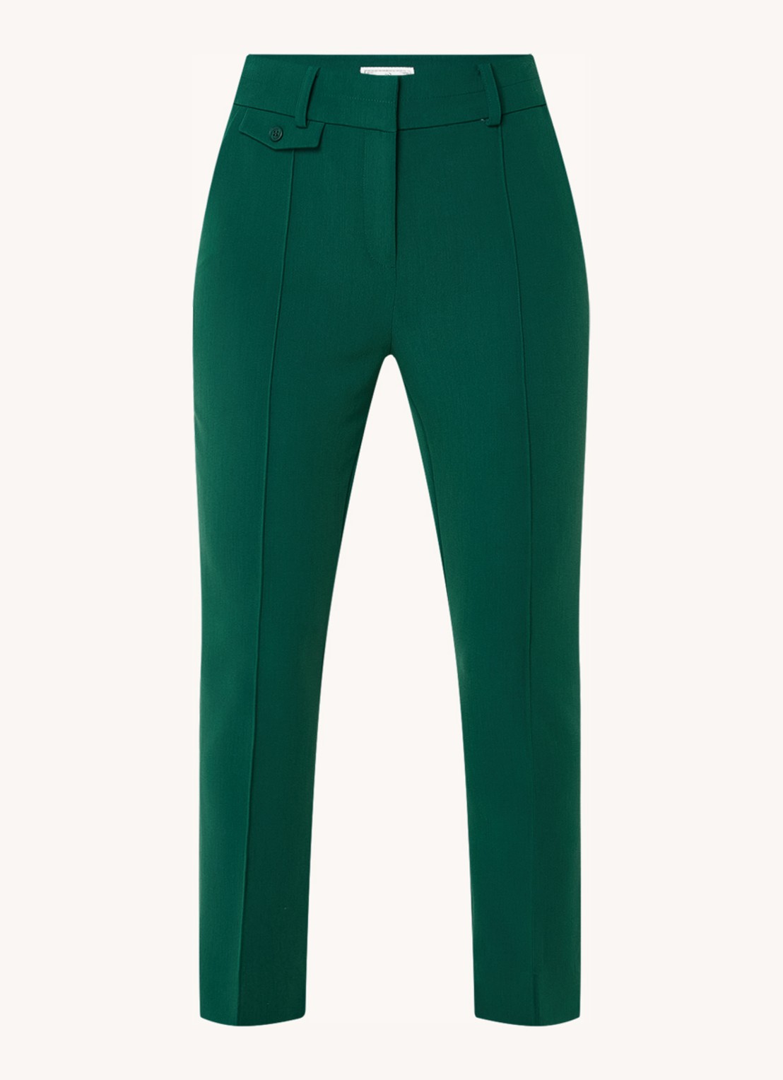 Aaiko Parene high waist tapered fit cropped pantalon met steekzakken  - voorkant 3 donkergroen