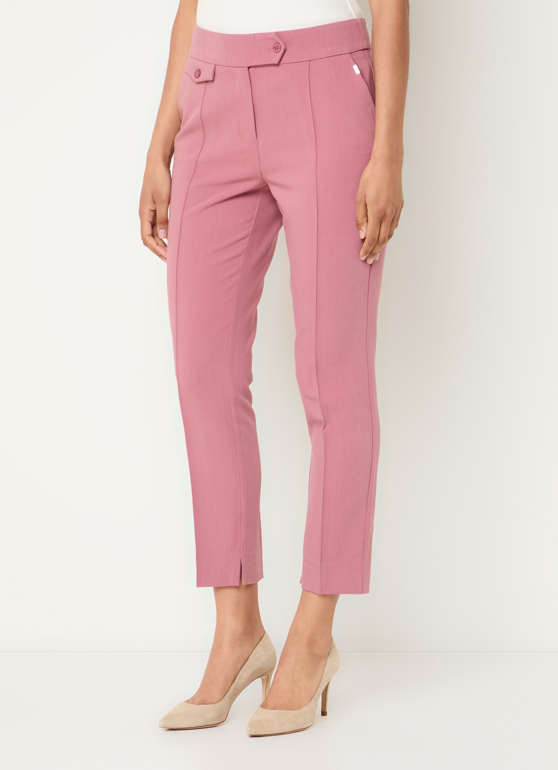 Aaiko Parene high waist tapered fit cropped pantalon met steekzakken  - detail 4 roze