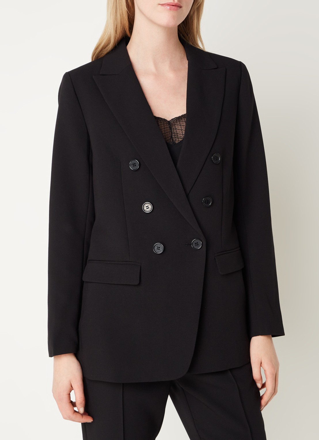 Aaiko Perize double-breasted blazer met schoudervulling en stretch - detail 4 zwart