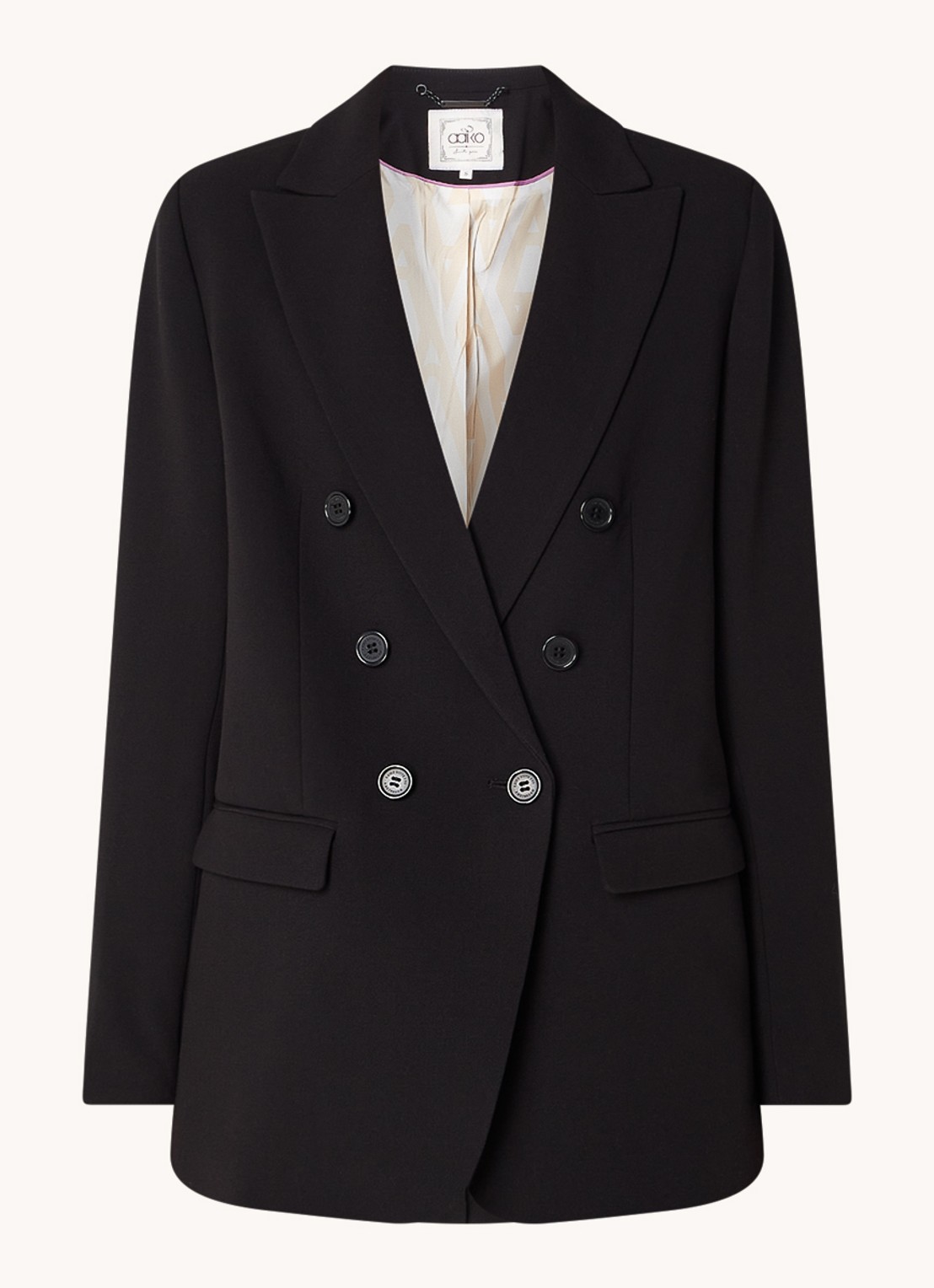 Aaiko Perize double-breasted blazer met schoudervulling en stretch - voorkant 2 zwart