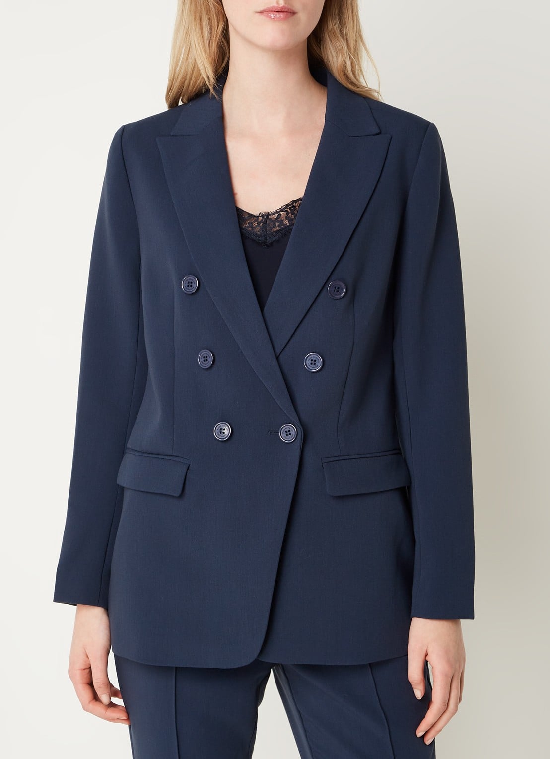 Aaiko Perize double-breasted blazer met schoudervulling en stretch - detail 2 donkerblauw