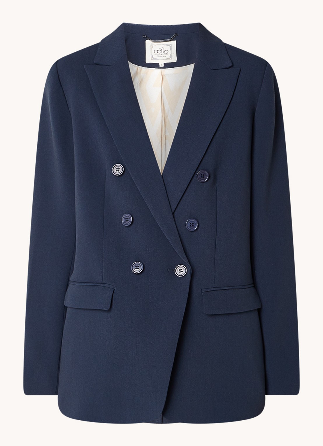 Aaiko Perize double-breasted blazer met schoudervulling en stretch - voorkant 3 donkerblauw