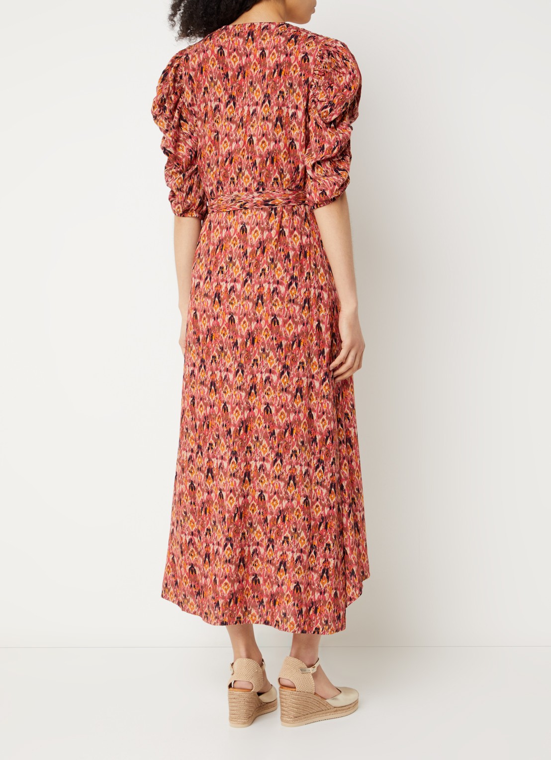 Aaiko Pida Ikat wikkeljurk met print - achterkant 2 kersenrood