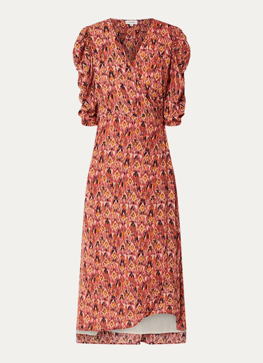 Aaiko Pida Ikat wikkeljurk met print - voorkant 3 kersenrood