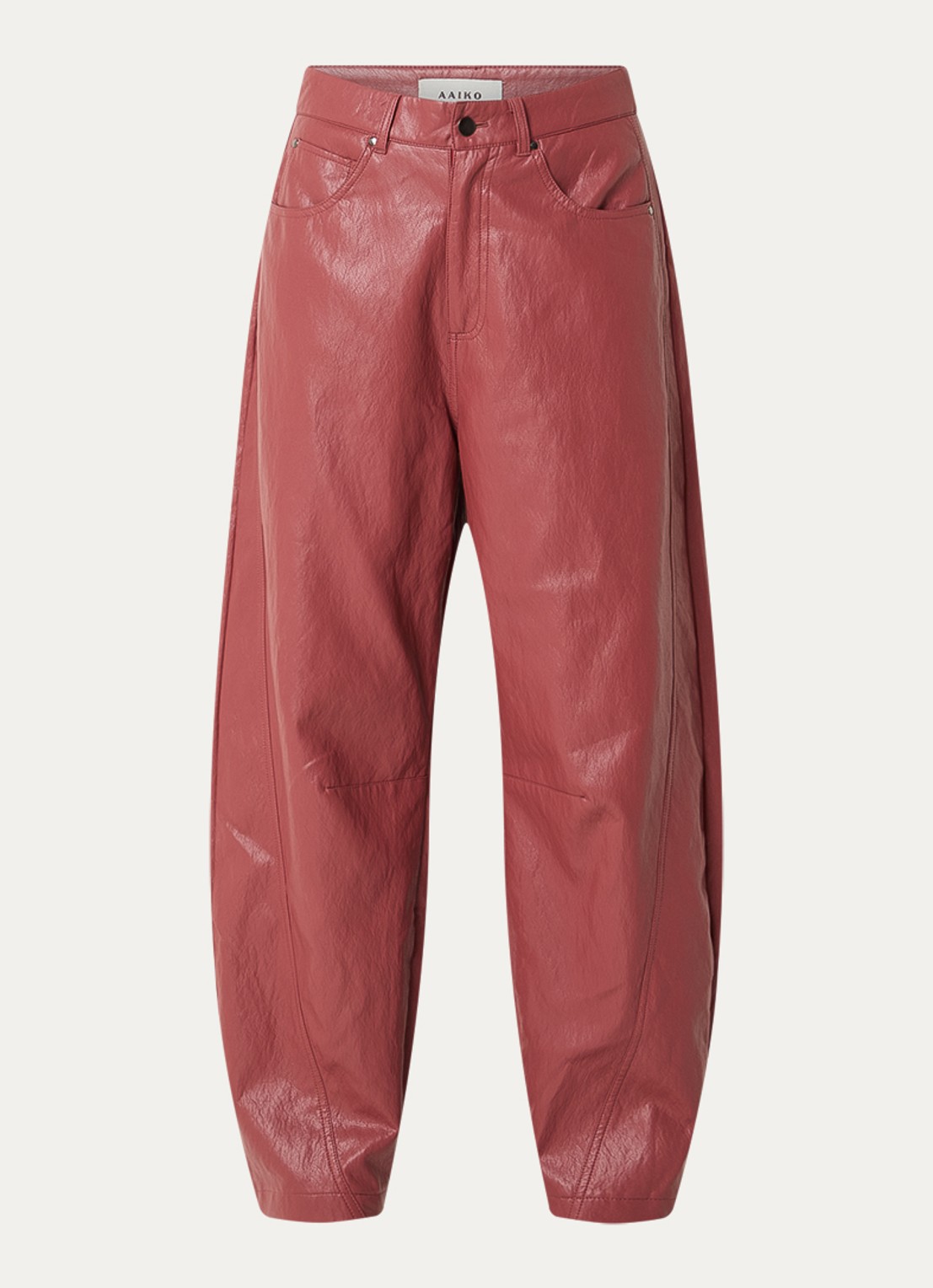 Aaiko Quin high waist balloon fit broek van imitatieleer - voorkant 2 steenrood