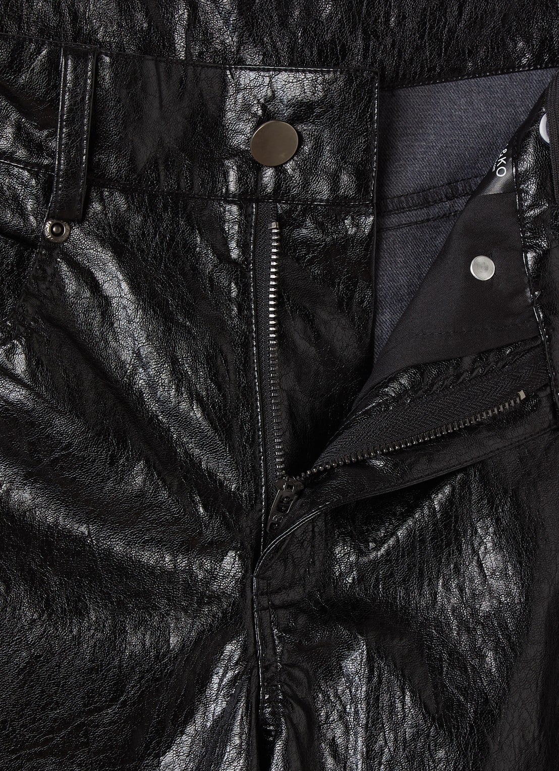 Aaiko Quinn balloon fit broek van imitatieleer - detail zwart