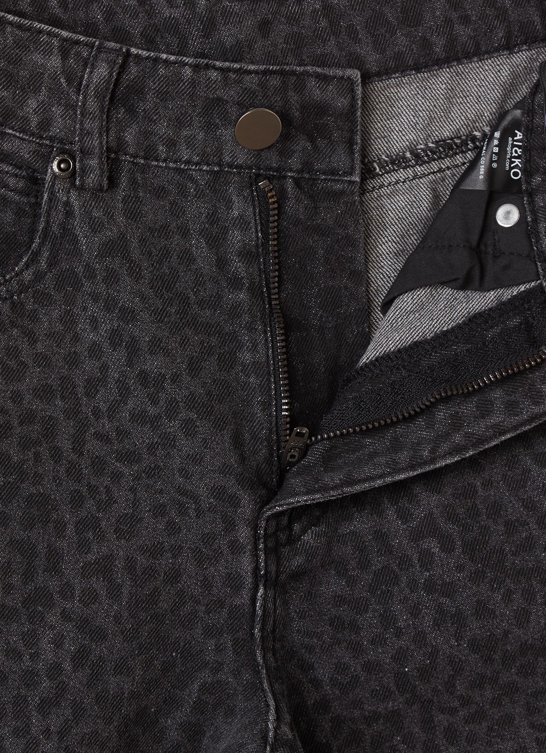 Aaiko Quinn balloon fit jeans met panterprint - detail 3 antraciet