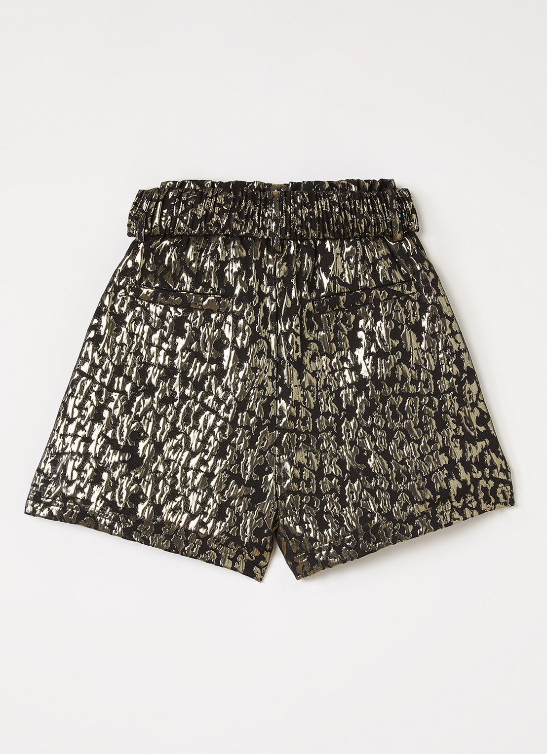 Aaiko Rikki wide fit korte broek met ceintuur - voorkant 2 goud