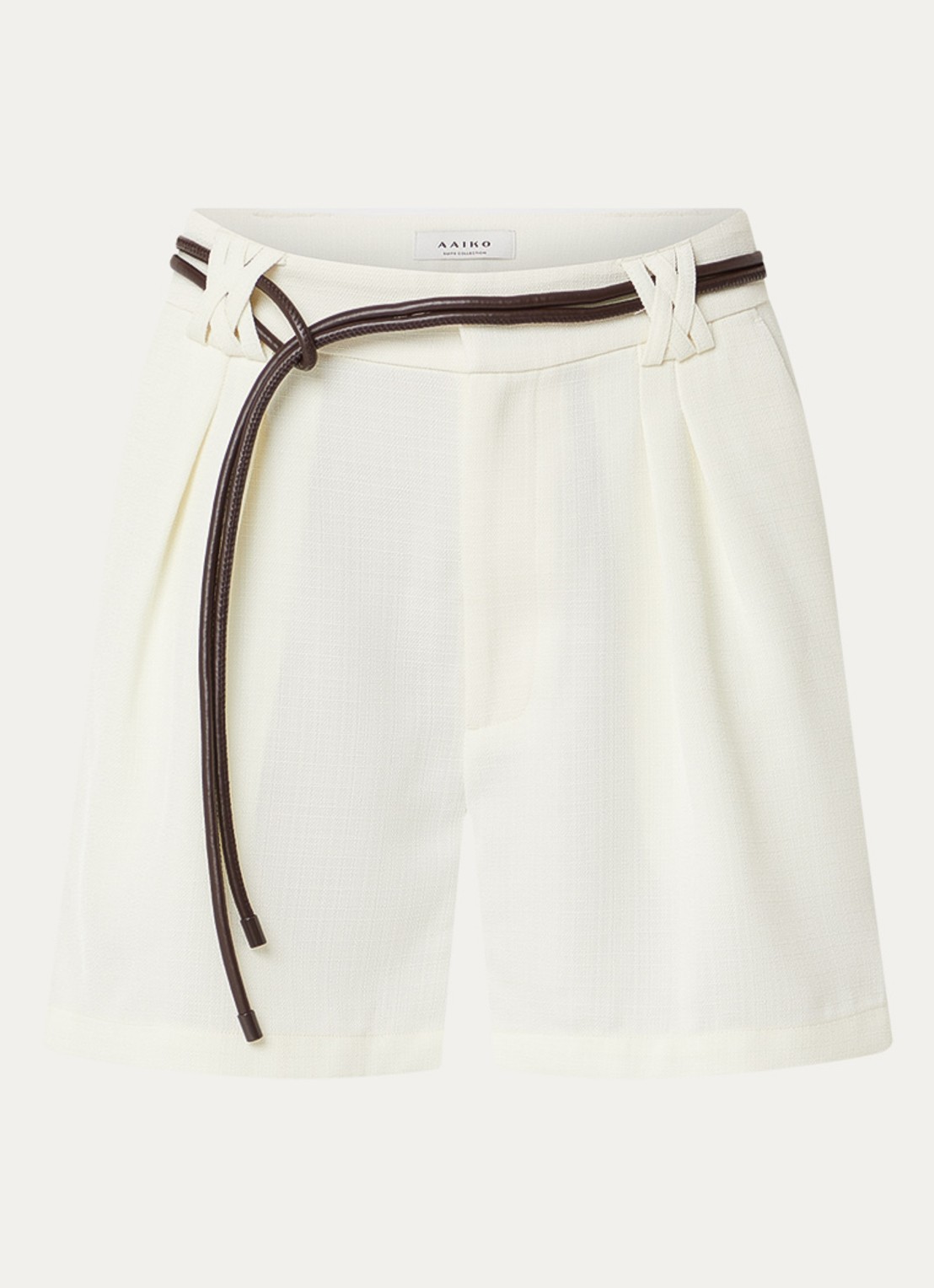 Aaiko Riska low waist loose fit korte broek met ceintuur - voorkant 2 ivoor