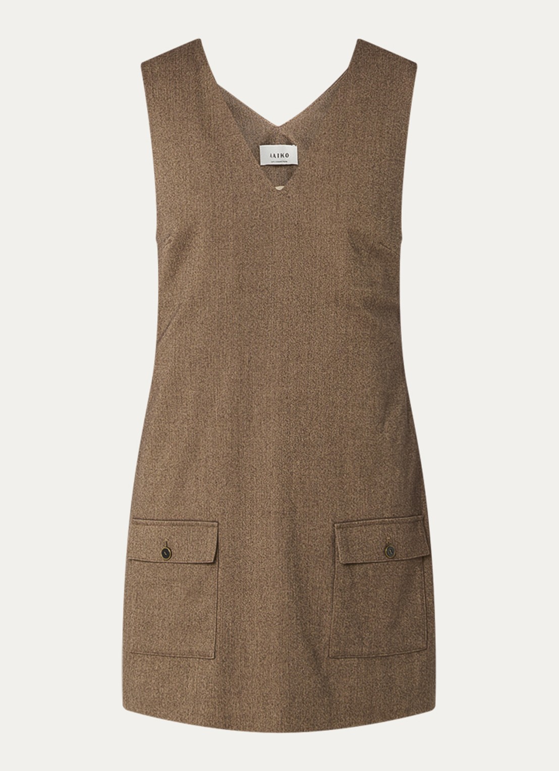 Aaiko Rivane mini jurk met klepzakken - voorkant 3 zand