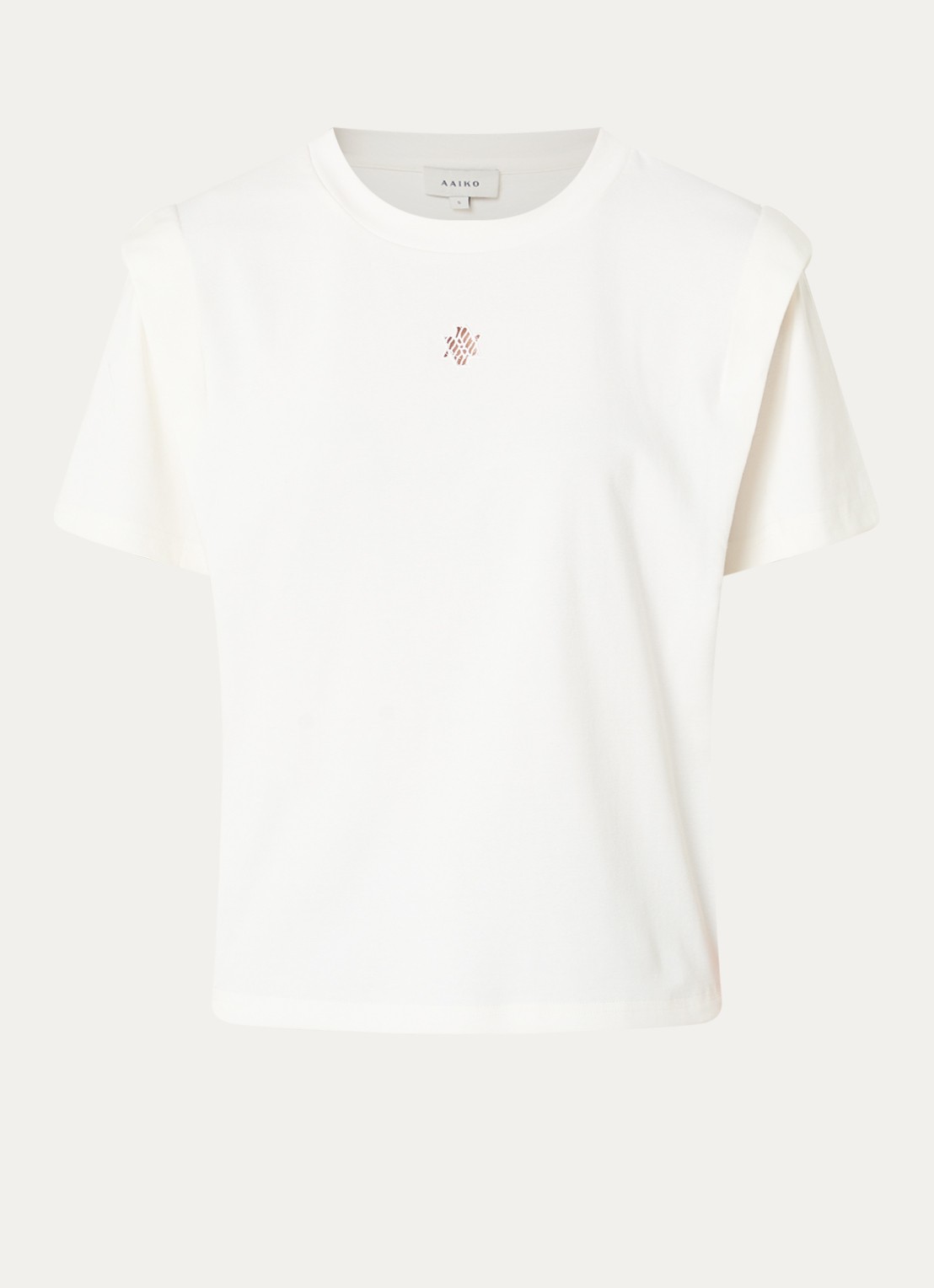 Aaiko Romee T-shirt met borduring - voorkant gebroken wit