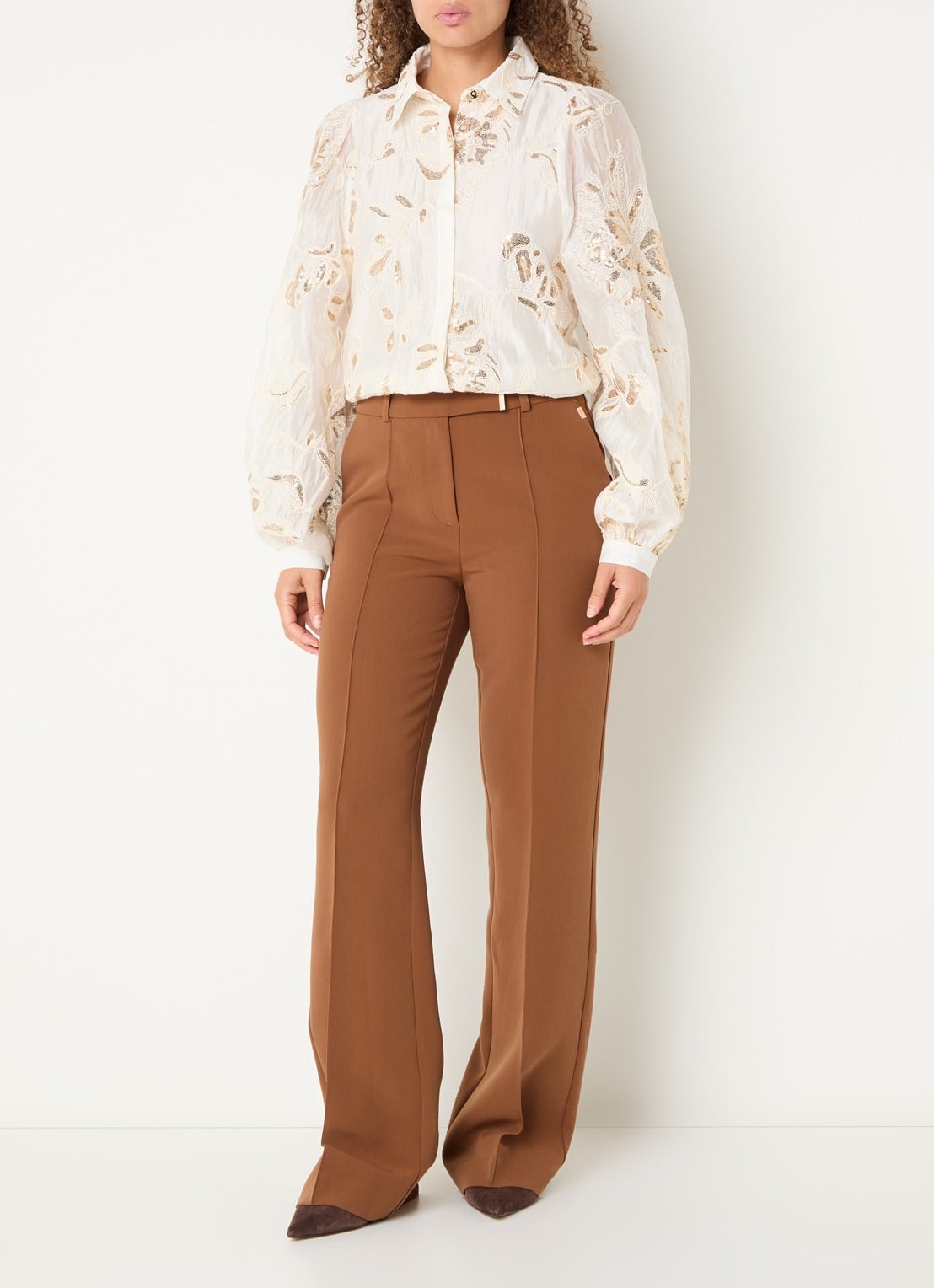 Aaiko Rose blouse met pailetten - voorkant 3 creme