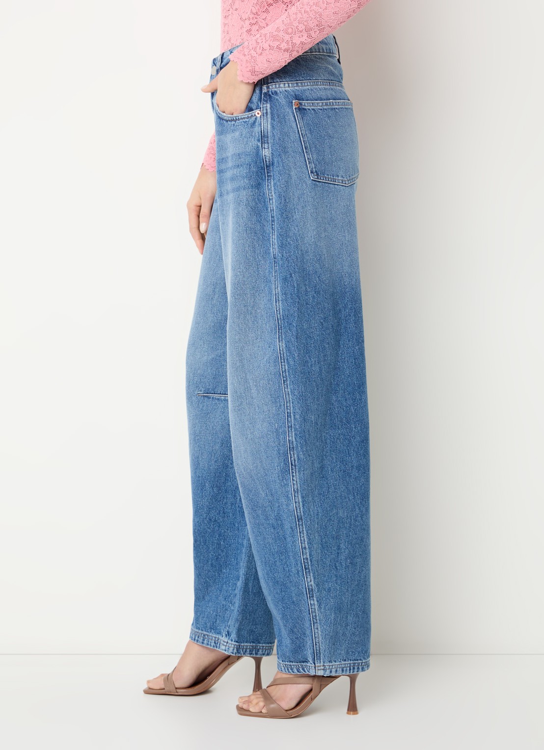 Aaiko Sacha high waist balloon fit jeans met medium wassing - detail 2 indigo