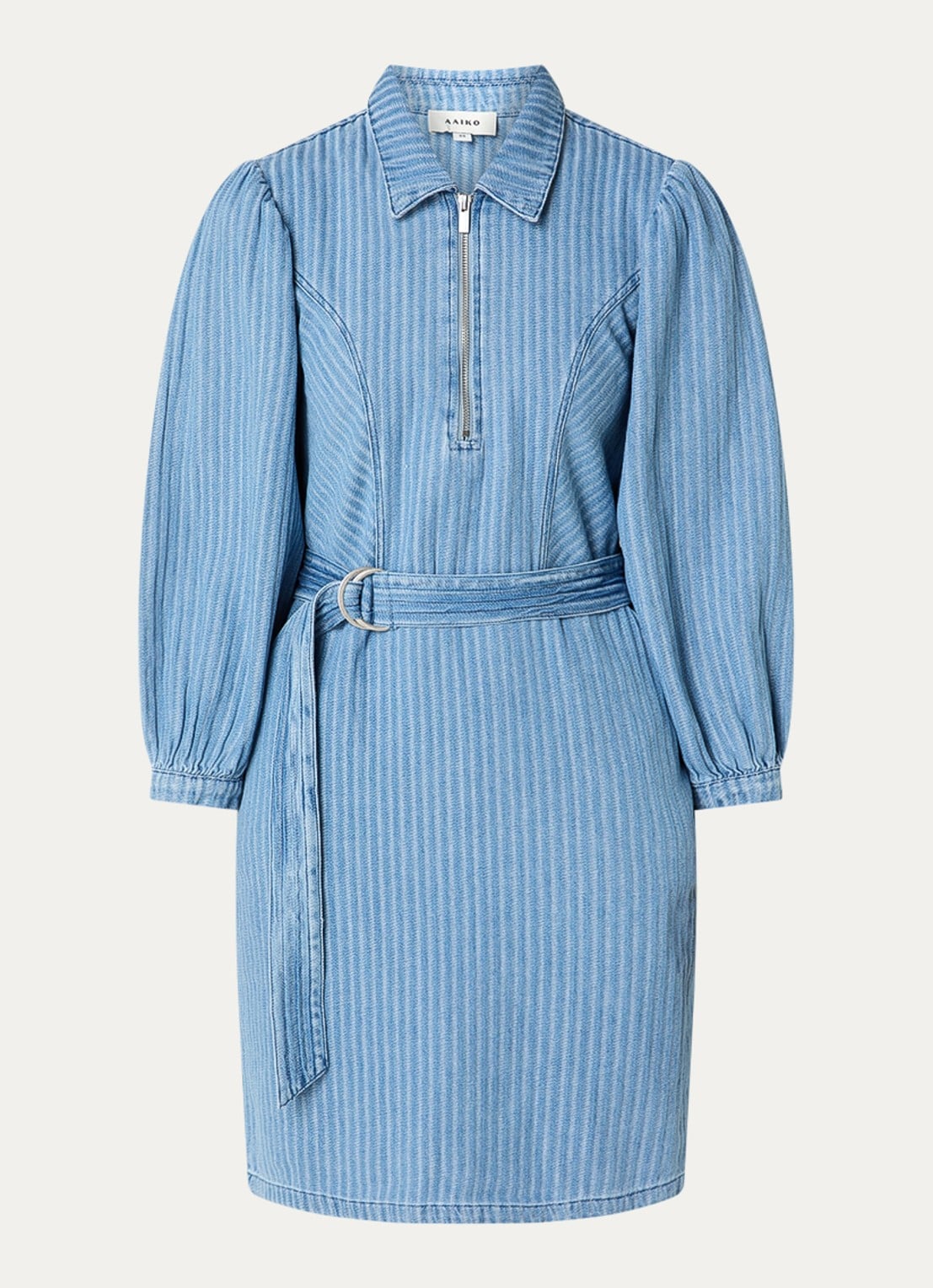 Aaiko Semira mini jurk met ceintuur en streepprint - voorkant 3 indigo