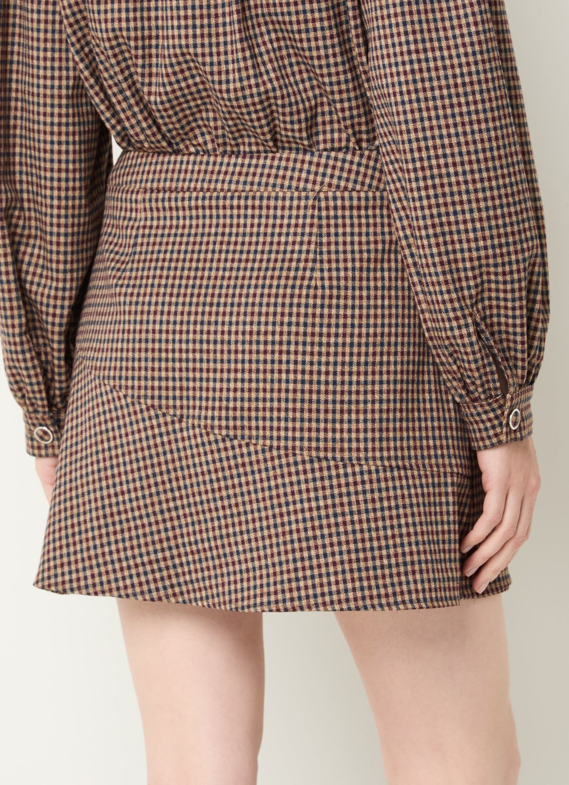 Aaiko Soie minirok met ruitdessin en gespdetail - achterkant 4 bordeauxrood
