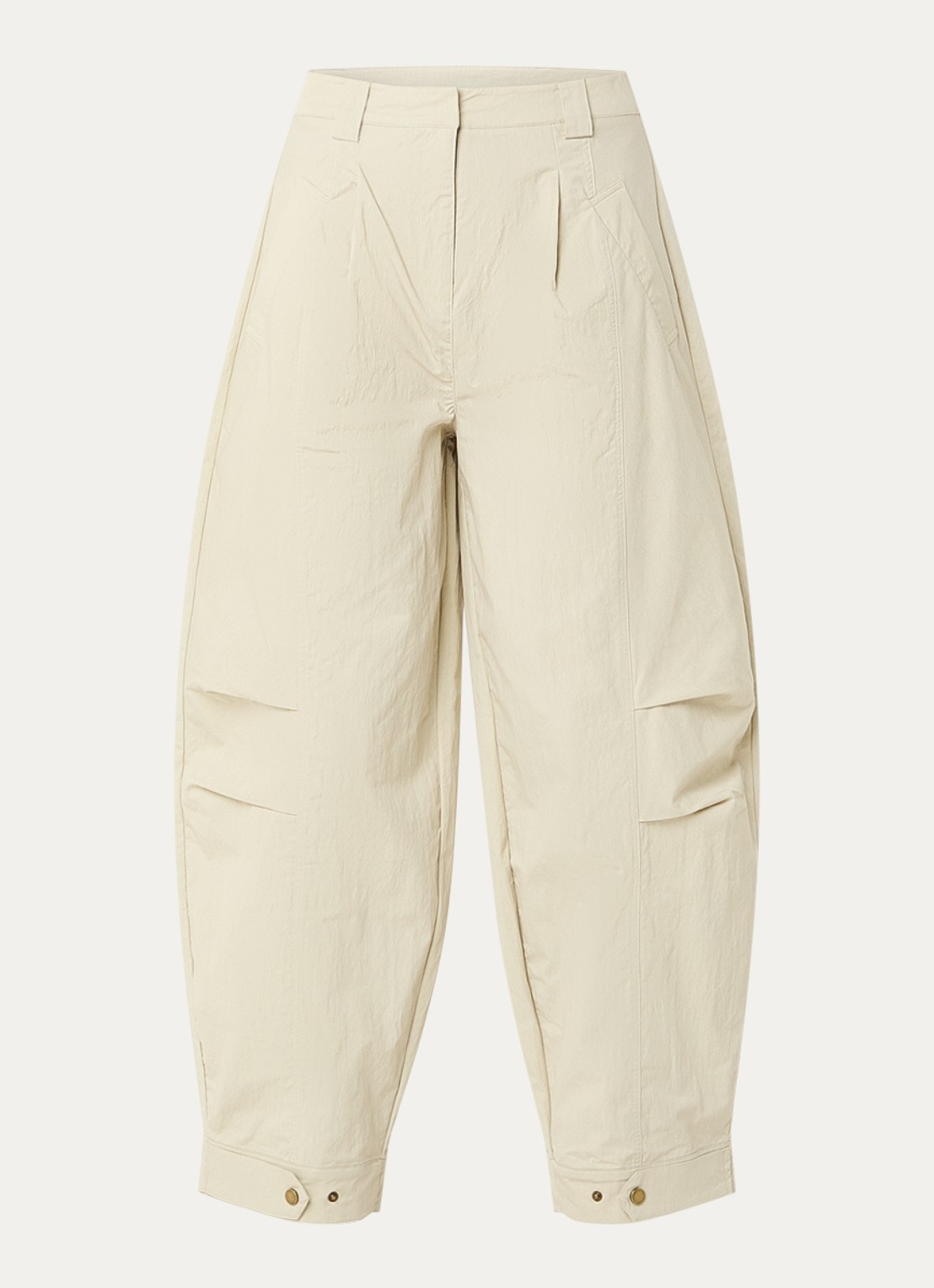Aaiko Steffi high waist balloon fit broek met steekzakken - voorkant 2 khaki