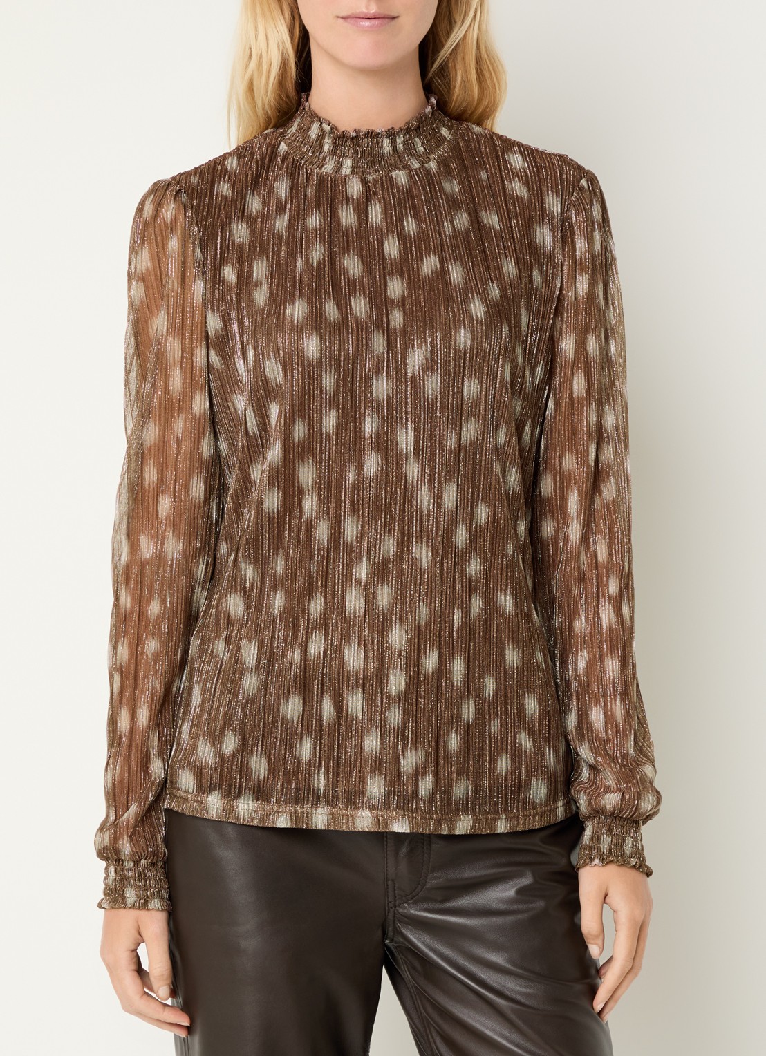 Aaiko Tory Bambi top met lurex - detail bruin