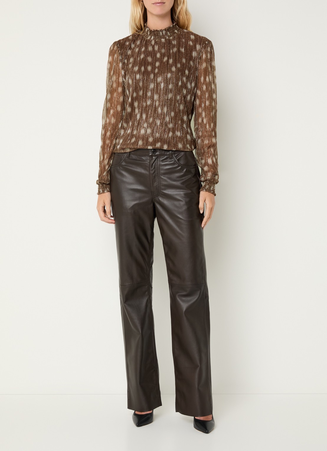 Aaiko Tory Bambi top met lurex - voorkant 3 bruin