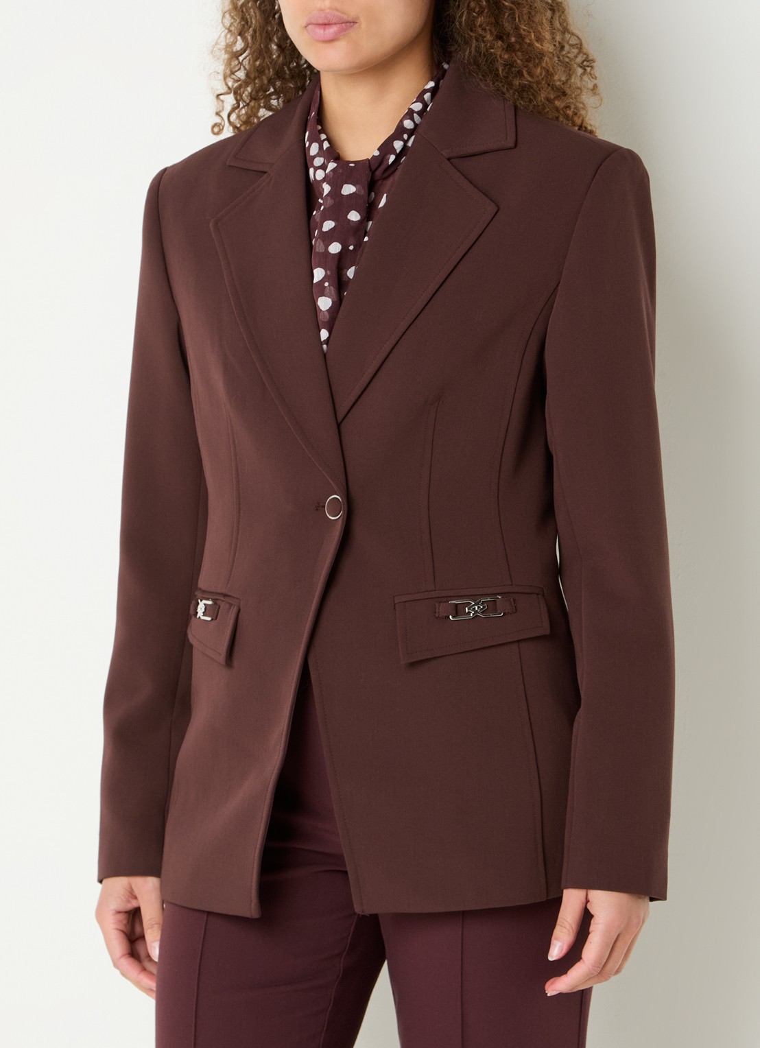 Aaiko Toulon single-breasted blazer met schoudervulling - detail bordeauxrood