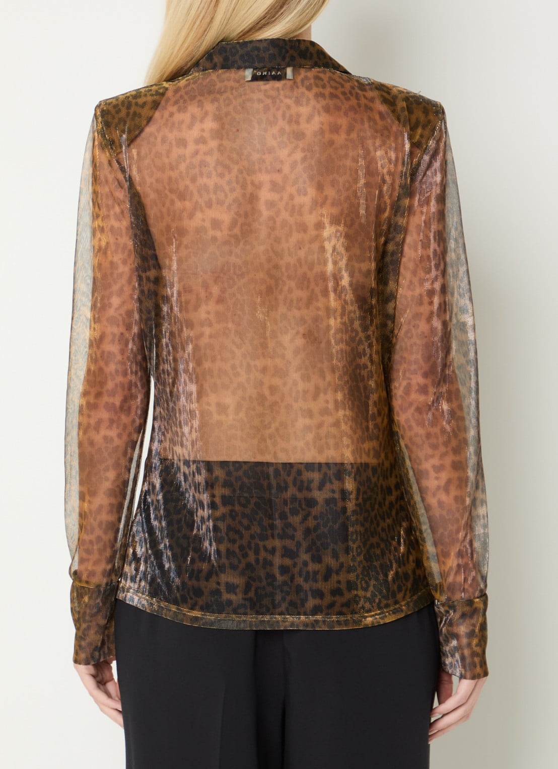Aaiko Vigo semi-transparante top met panterprint - achterkant goud