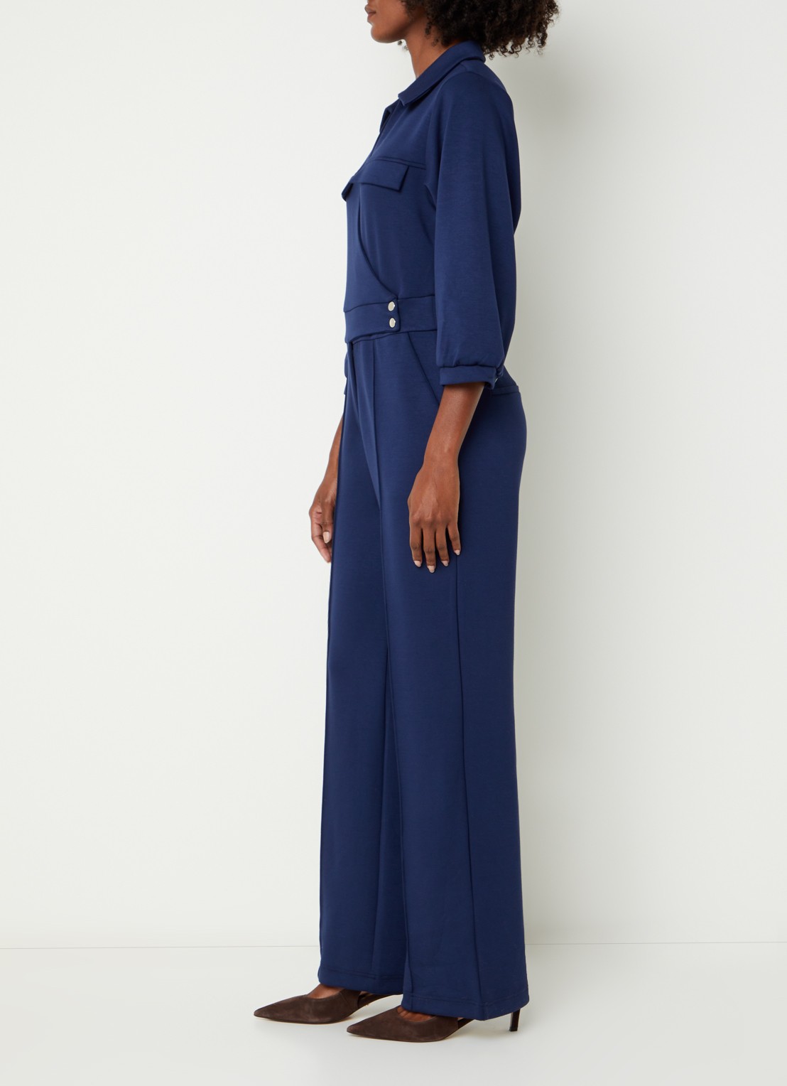 Aaiko Vion jumpsuit met steekzakken - voorkant 3 donkerblauw
